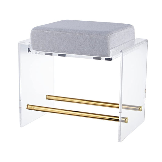 LIKENOW Furniture Acrylic Ottoman,Vanity Stool,Foot Rest Ottoman with Cushion for Living Room Makeup Room,Office,Hotel,Rectangular,Modern,Small,20''x14''x17'' High,15.9 Lbs