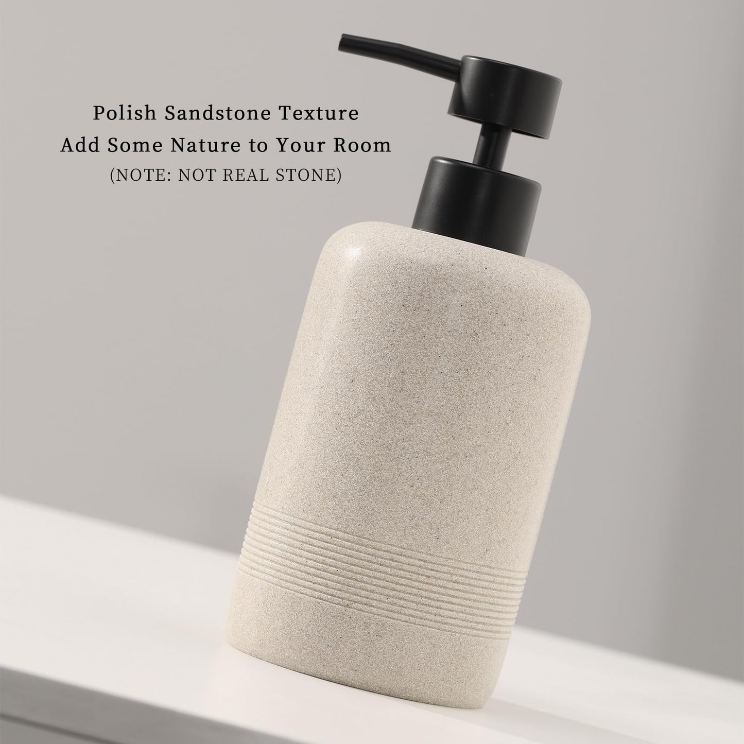 Haocoott Soap Dispensers 400ML 13OZ, 2 PCS Hand Dish Lotion Shampoo Lotion Soap Dispenser Jar, Resin Premium Thick Soap Pump Bottles for Kitchen Bathroom Countertop (Beige)