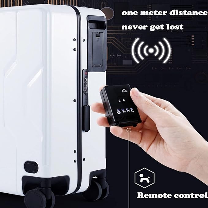 Electric Suitcase That Follows You, Smart Fingerprint Unlock Riding Trolley Case with Mobile Charging, Hardside Luggage with Auto Follow, APP Control (B)
