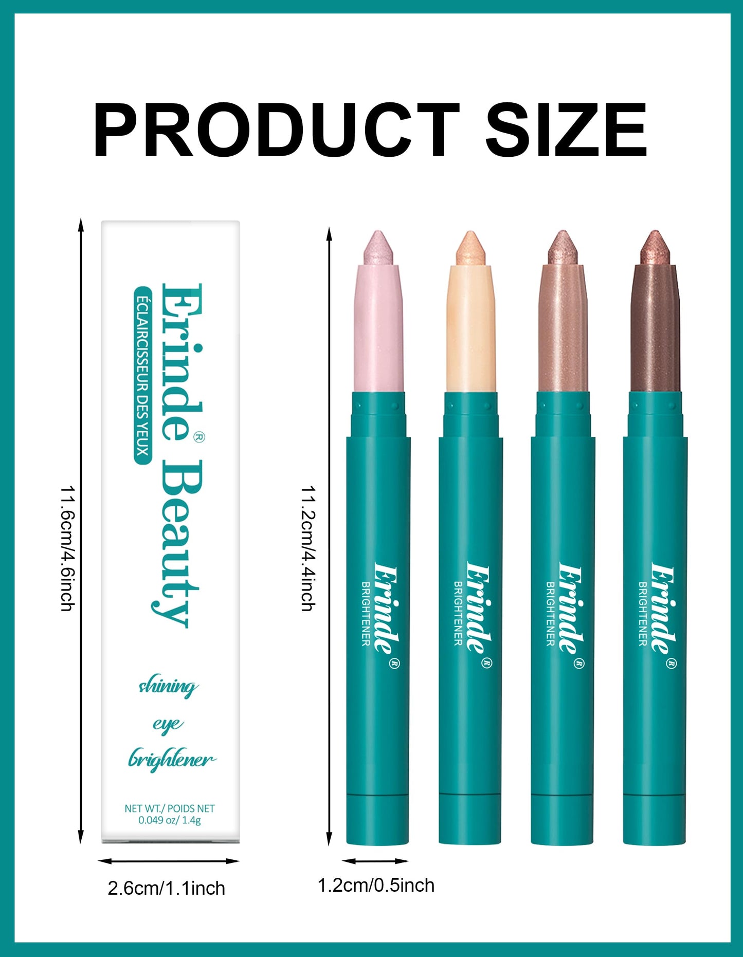 Erinde 4 Colors Eyeshadow Stick, Eye Brightener Stick, Shimmer Creamy Eye Shadow Makeup, Long Lasting Waterproof Glitter Highlighter Eye Liner Pencil Set