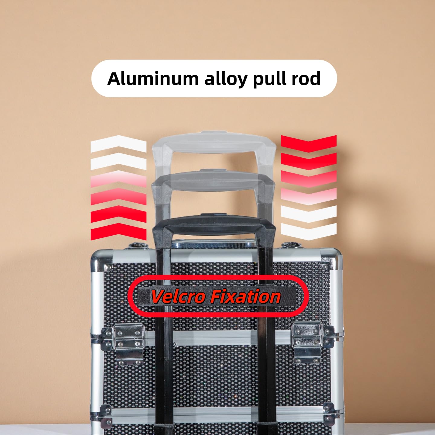 Gdsshuhung Makeup Rolling Train Case - Professional Cosmetics Organizer with Aluminum Frame, Folding Trays & Wheels, Portable for Travel & Studio (Black Diamond)