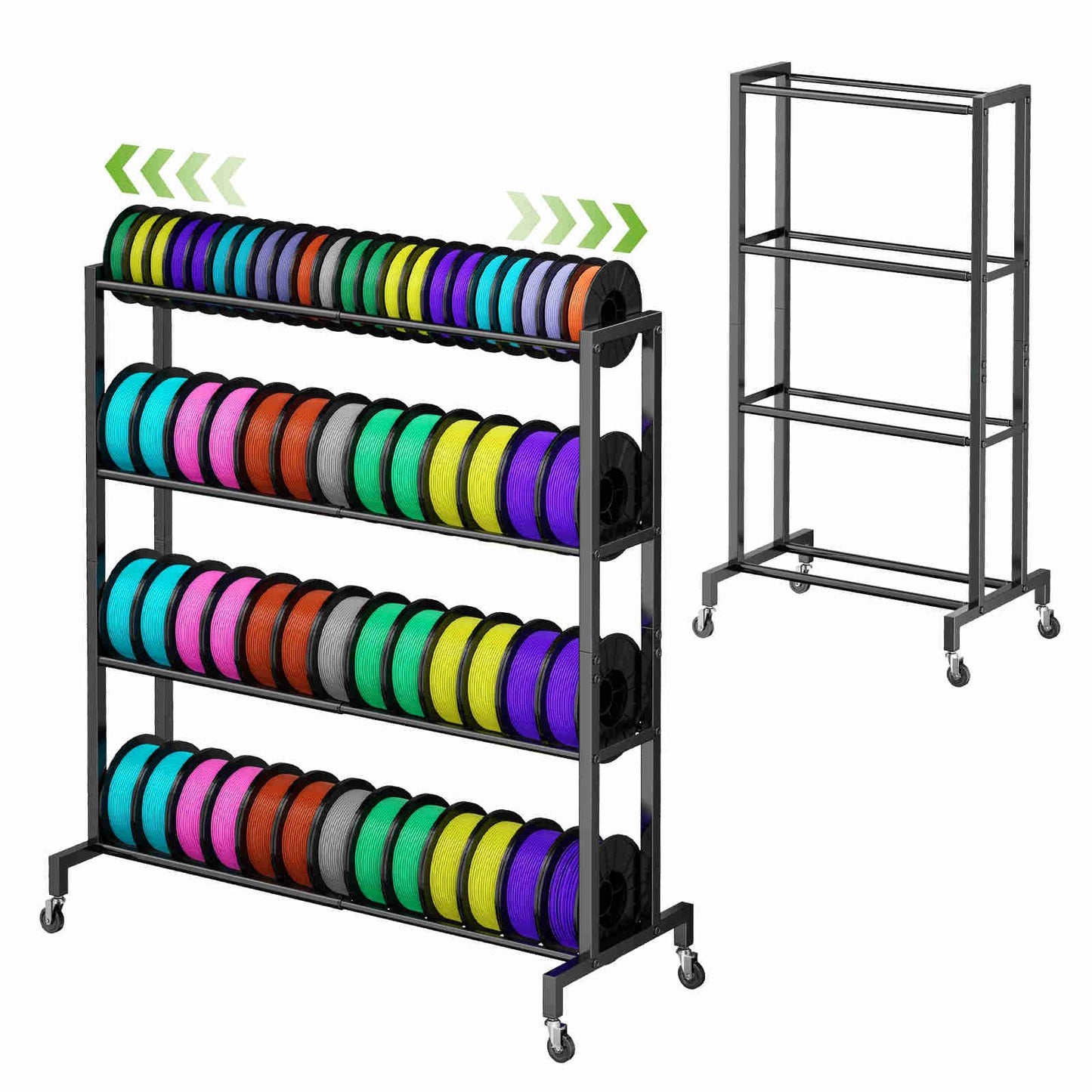 Kelmuis 3D Printer Filament Storage Rack Stand, Rolling Filament Spool Holder Cart with Wheels, 4 Tier Expandable Heavy Duty Metal Shelf for 3D Printing Studio Workshop,1pcs Stand Only