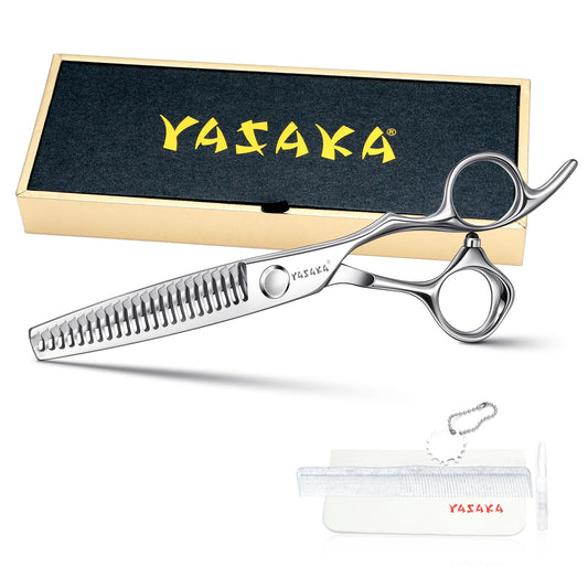 High-end Professional Hair Cutting 23 Teeth Thinning Scissors 6" with Extremely Sharp Convex Blades,Cobalt Alloy Steel barber hairdressing texturizing scissors For Men Women Salon& Home -Silver