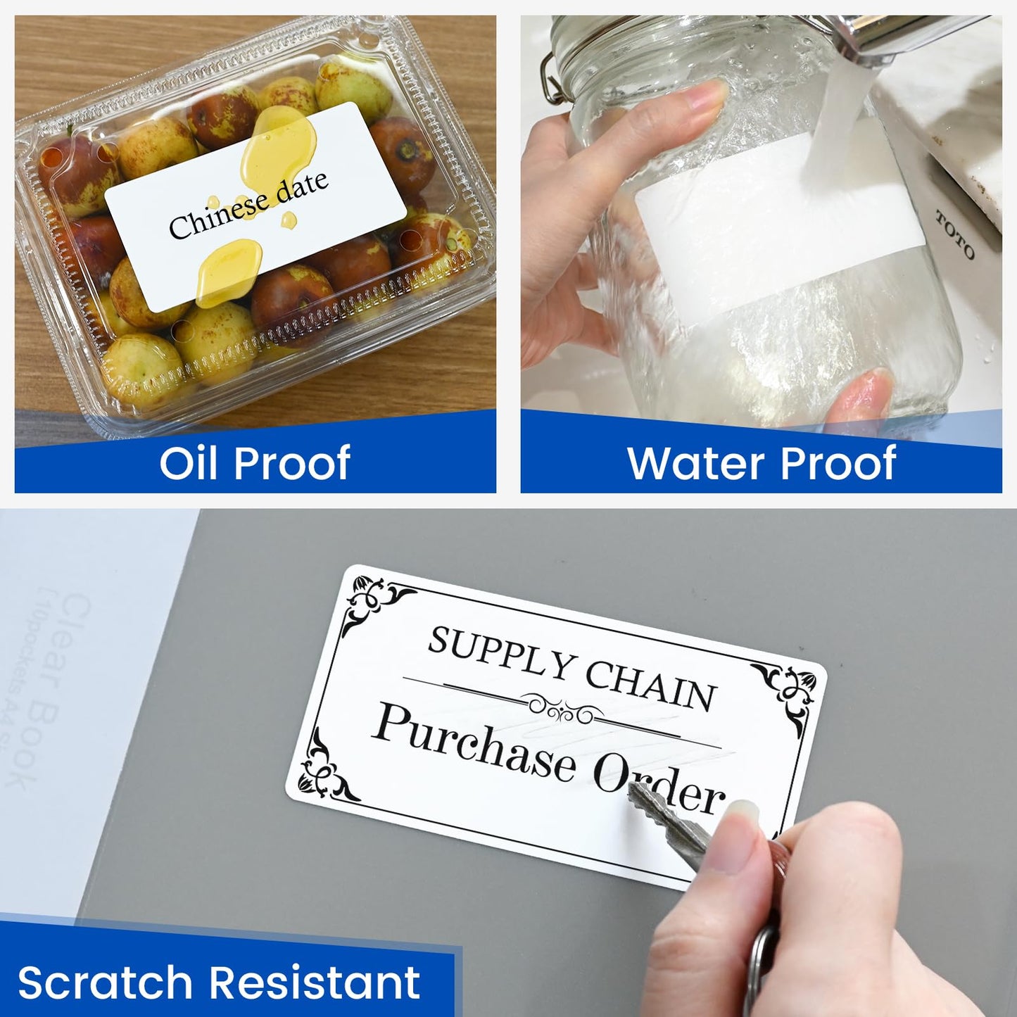 L LIKED 4" x 2" Thermal Labels, Blank Removable Labels with No Residue, Water and Oil Resistant, Use for Both Home and Office (1 Roll, 750 Labels)