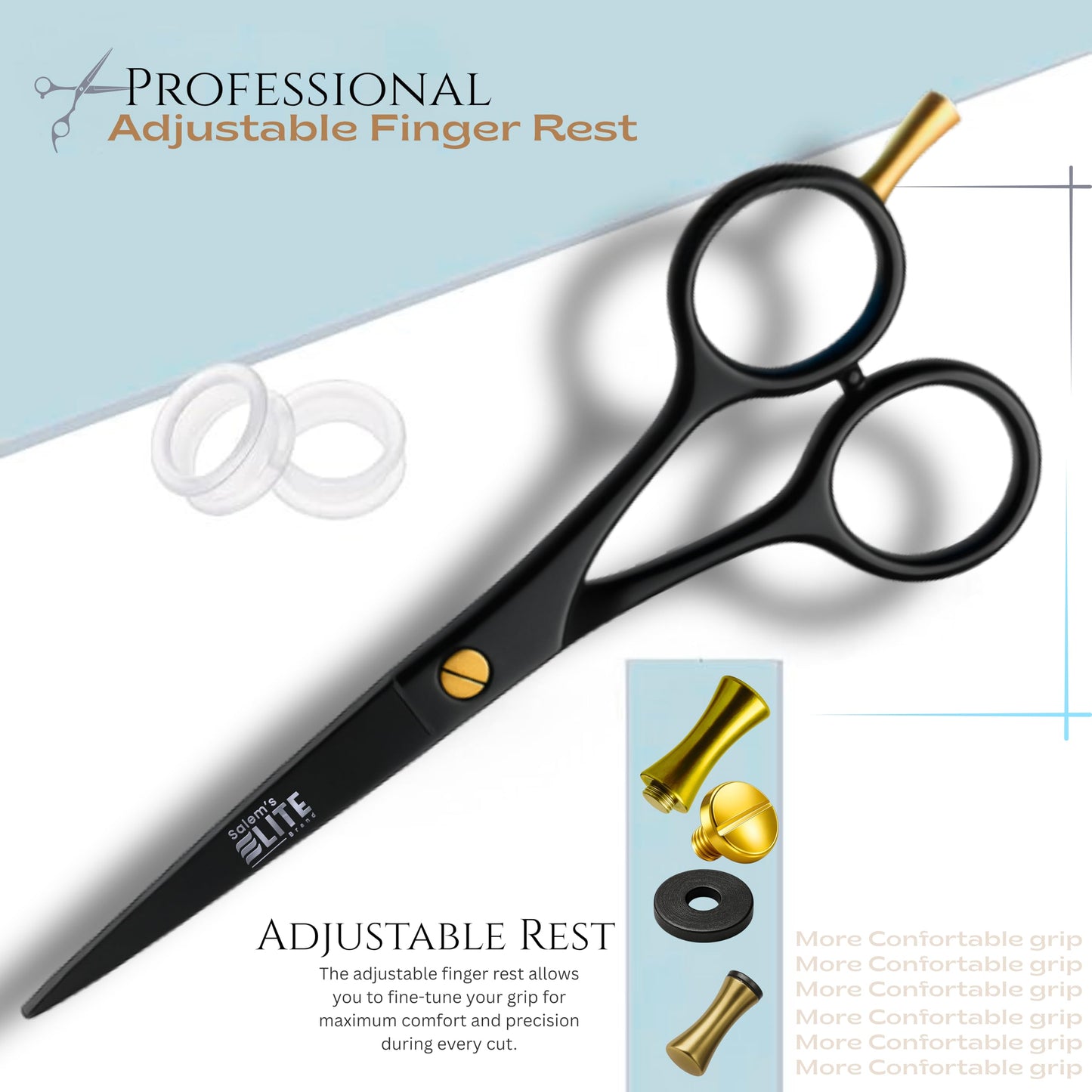 Professional Hair Cutting Scissors 6.5” – Professional Barber Shears for Men & Women – Premium High Carbon Stainless Steel Salem's Elite Hair Scissors – Sharp, Ergonomic Hair Shears for Salon & Home