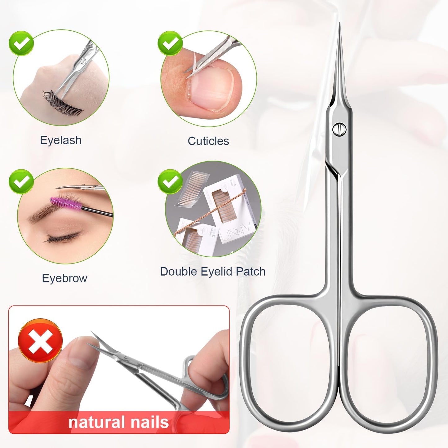 CGBE Cuticle Scissors Extra Fine Curved Blade, Super Slim Manicure Scissors for Cuticles Professional Small Scissors with Precise Pointed Tip Grooming Blades, Eyebrow, Eyelash, and Dry Skin - Silvery