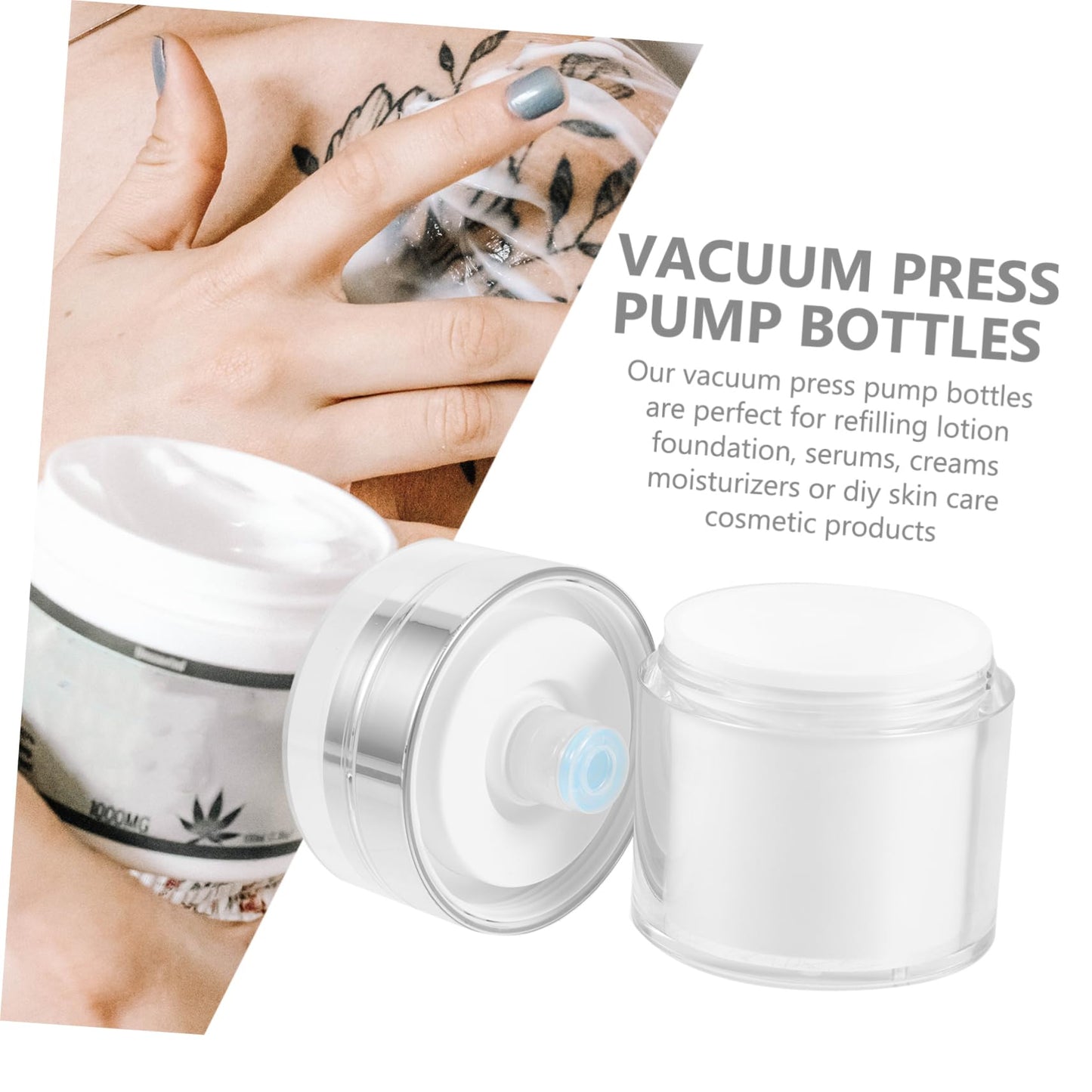 6 Pcs Press Cream Jar Airless Lotion Dispenser Airless Pump Jars Airless Lotion Bottle Refillable Airless Lotion Jar Cream Sub Bottle Sample Container Pot Airless Pump Bottle/1249