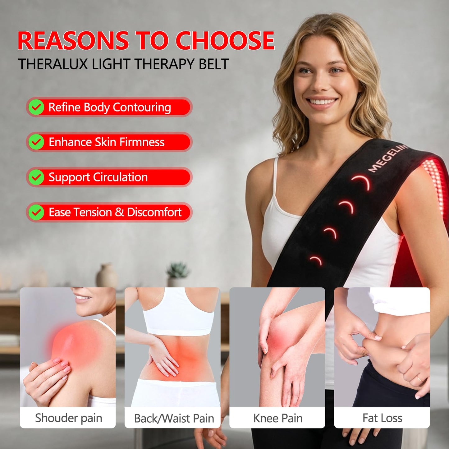 Megelin ContourLux Light Therapy Belt at Home