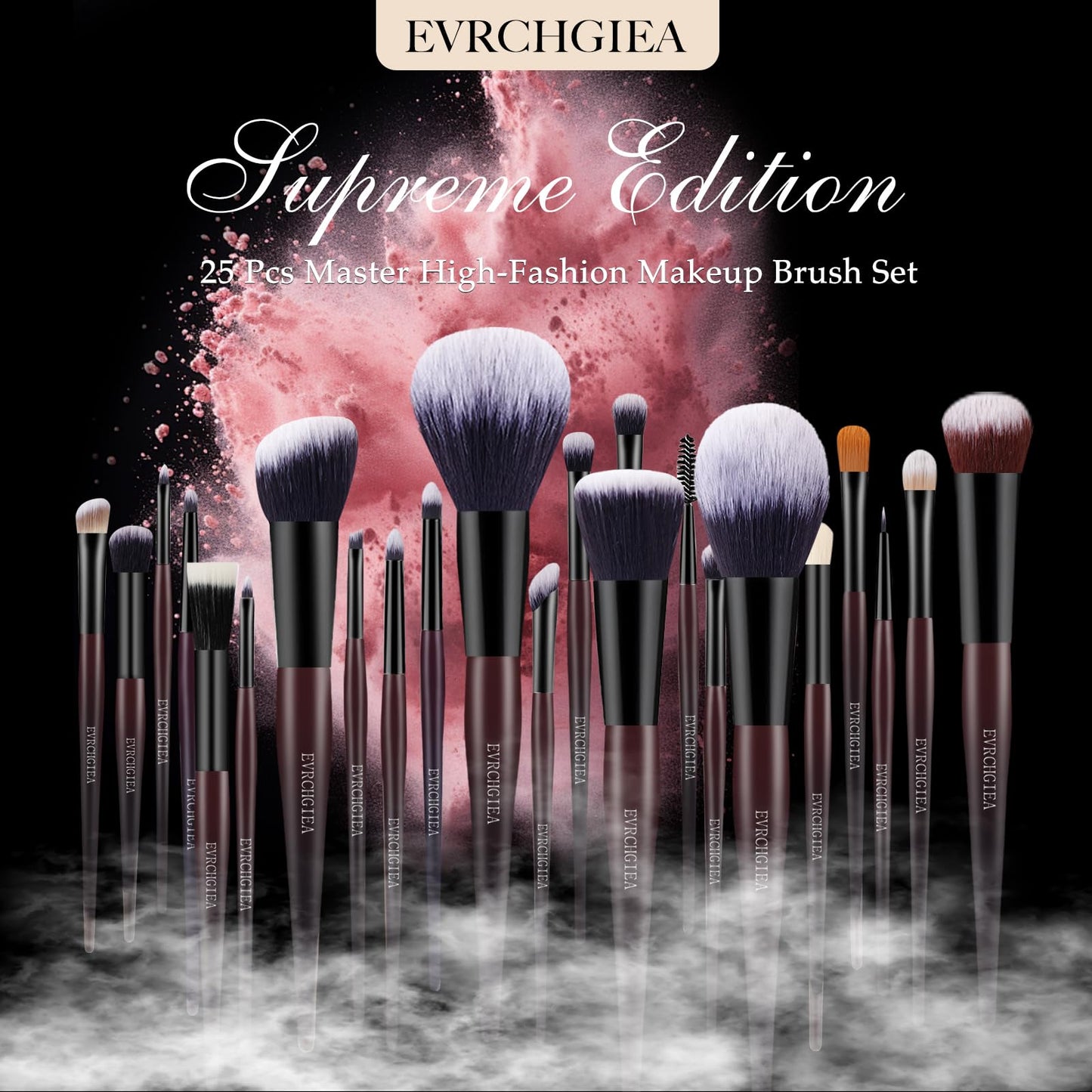 Professional Makeup Brush Set, 25Pcs Powder Foundation Blush Eyeshadow Brushes with Travel Case. All in One Brush Set, Soft Synthetic Vegan & Cruelty-Free(black)