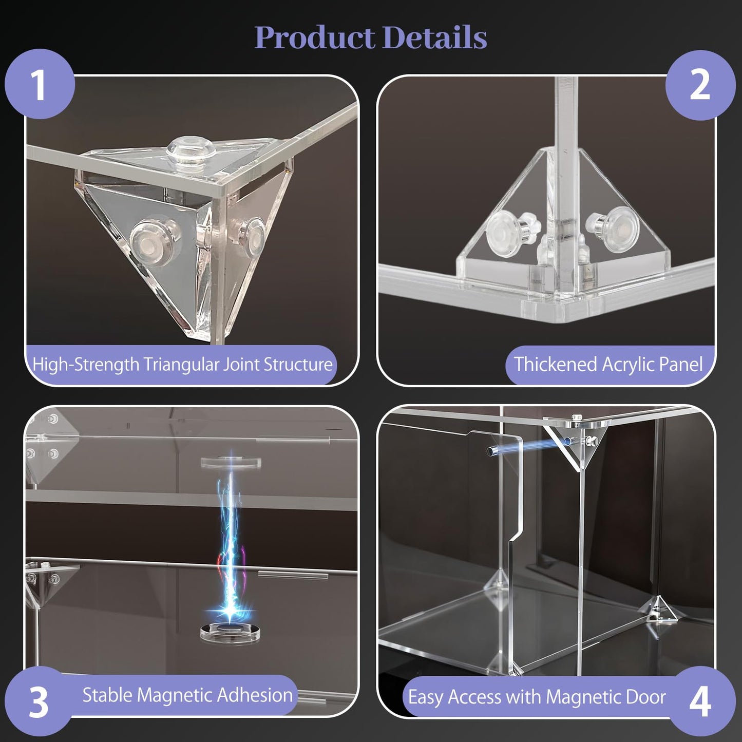 Clear Acrylic Display Case for Figures, 3 Tier Stackable Storage Bins with Magnetic Door,Acrylic Boxes for Display, Clear Storage Box for Collectibles Cosmetic Perfume Organizer，Home Or Office