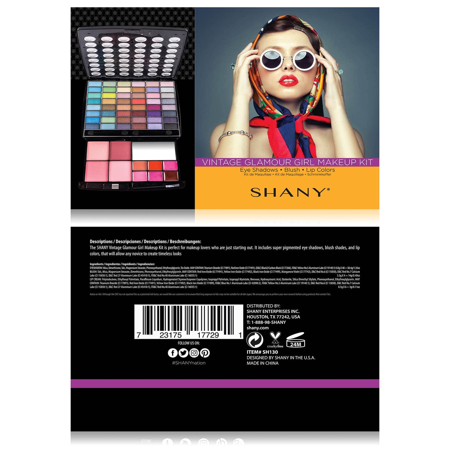 SHANY Glamour Girl Makeup Kit Eyeshadow Beauty Palette with Eye shadows, Blushes, Lipstick Lip-gloss, Make up Mirror, Cosmetics applicators, Premium Gift Packaging - Glamour