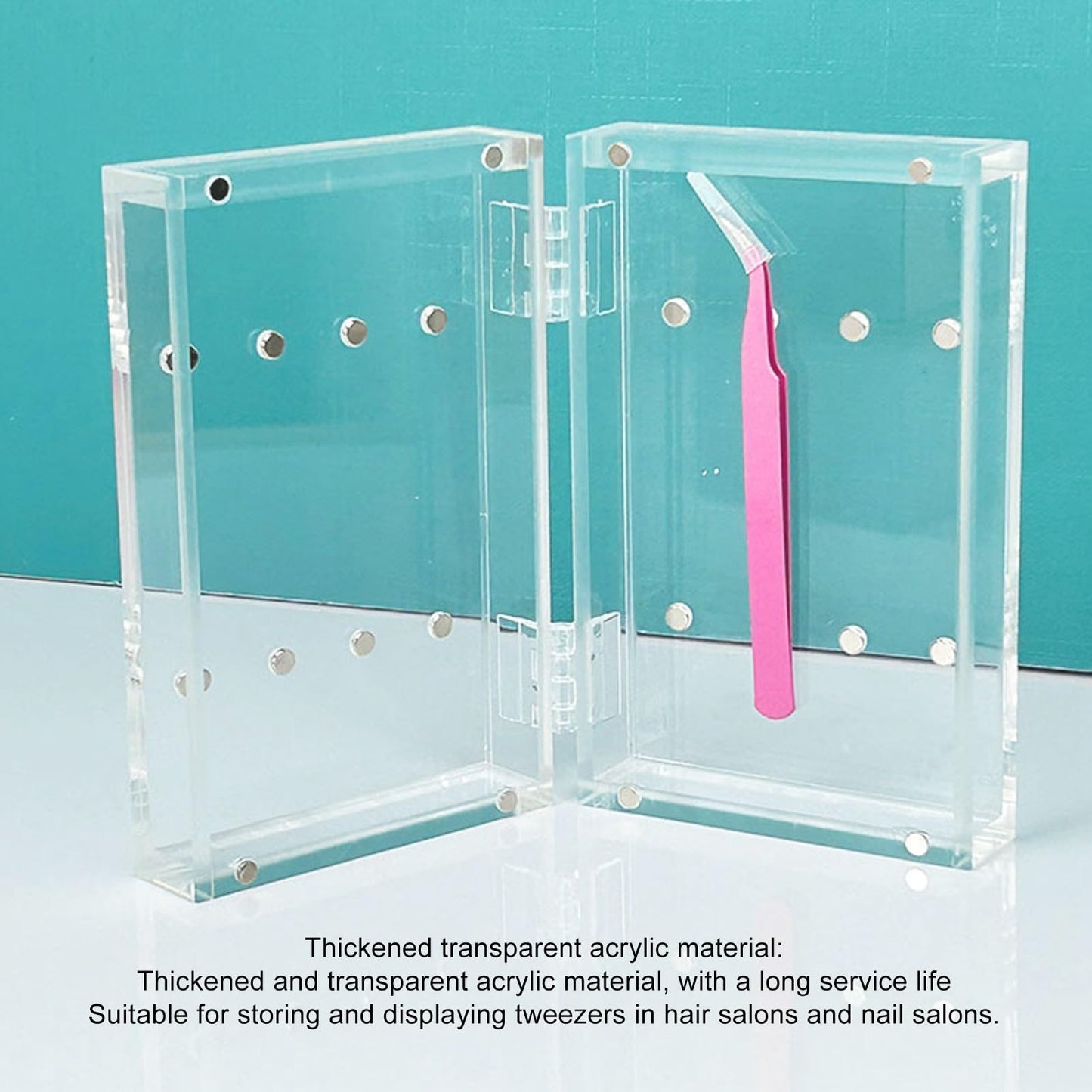 ZJchao Tweezer Holder Stand, Thickened Acrylic Magnetic Transparent Eyelash Extension Tweezers Organizer with 8 Holes for Beauty Eyelash Shop, Nail Salon, Beauty Salon