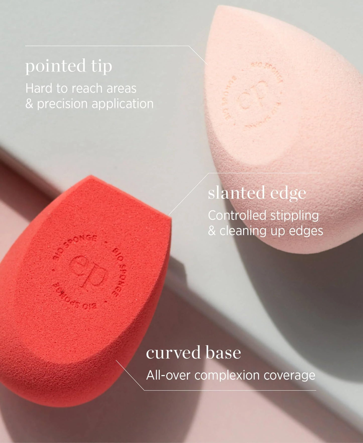 Ere Perez - Bio All-Beauty Sponge Duo | Multiple Edges for Precise Application, Streak-Free Finish, Pointed + Slanted Sponges | Vegan, Cruelty-Free, 100% Plant-Based