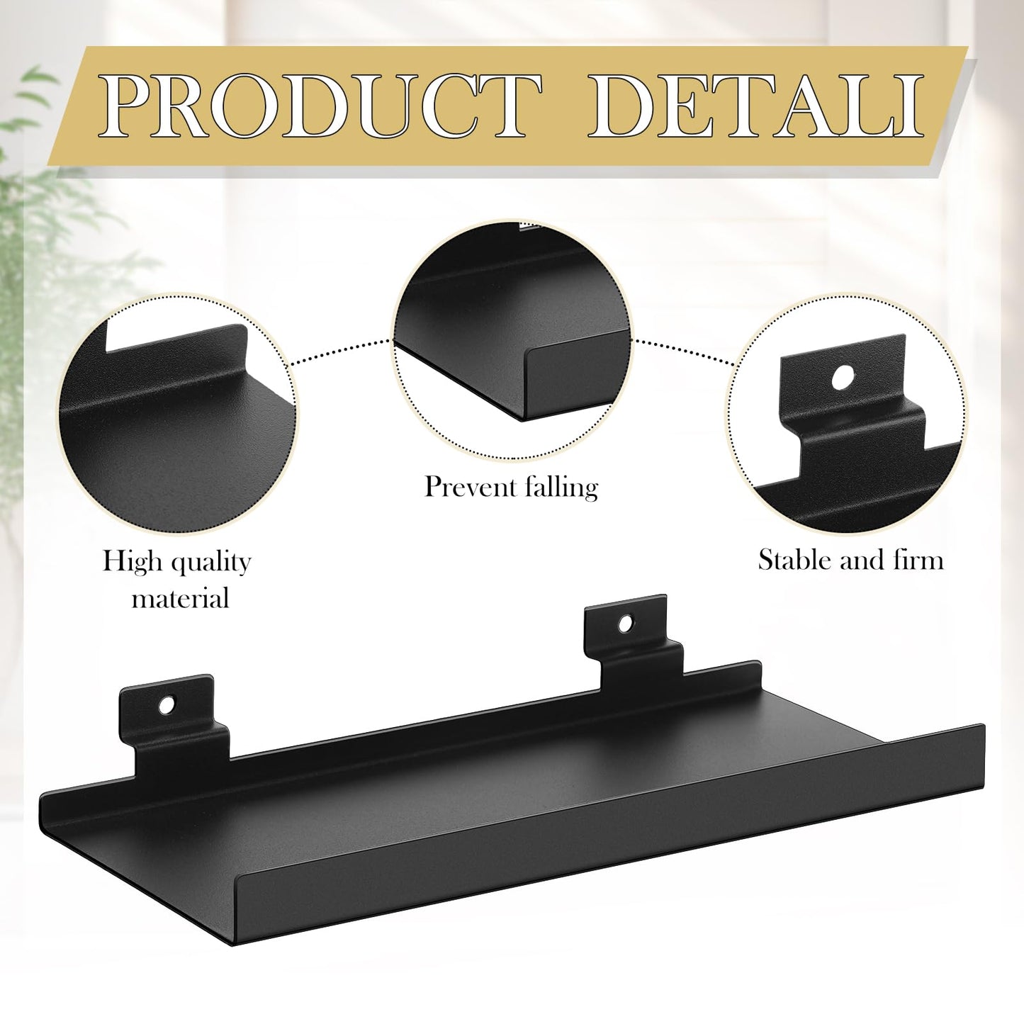 DoubleFill Slatwall Shelves, Metal Slat Wall Shelf Accessories, Heavy Duty Retail Display Panel for Home Shoe Stores Boutiques Storage and Organization(Black,10x4.3 Inch)