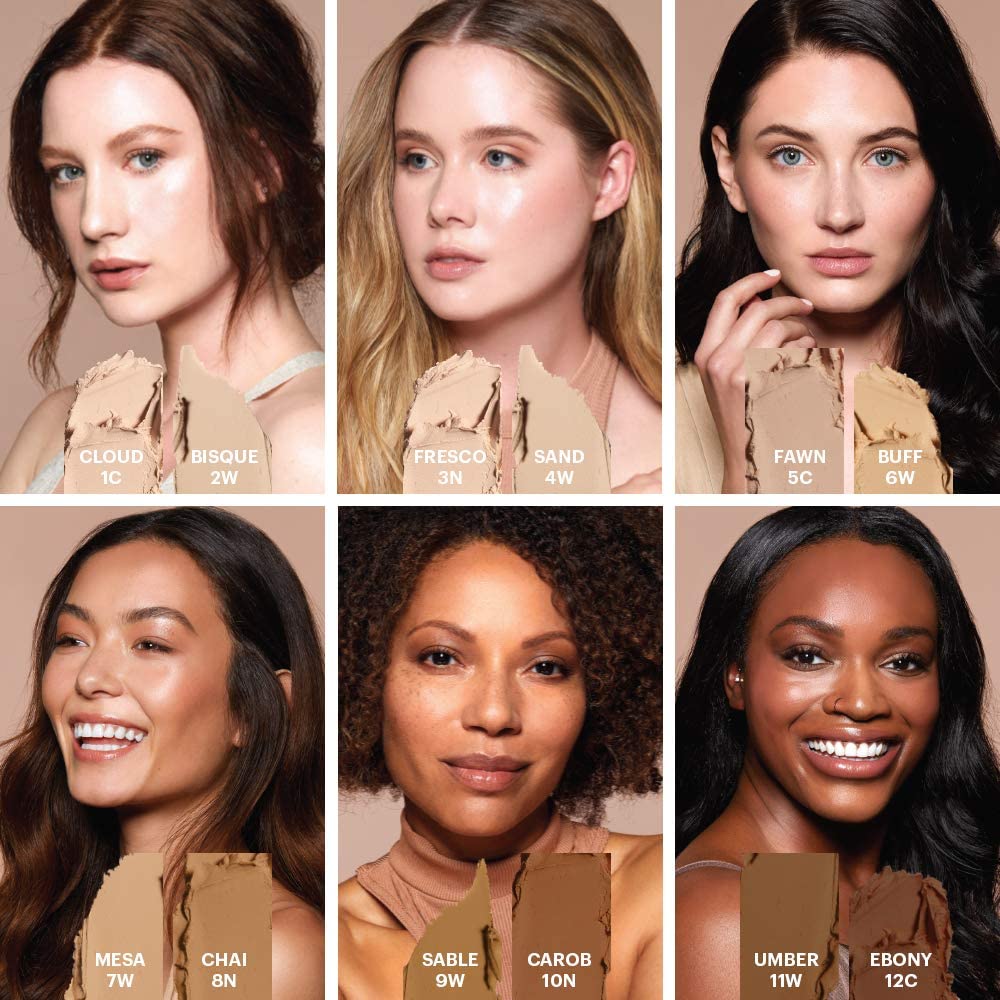 Glo Skin Beauty HD Mineral Foundation Stick - Concealer Makeup Infused with Hyaluronic Acid - Buildable Coverage, Contour & Highlighter (Carob 10N)