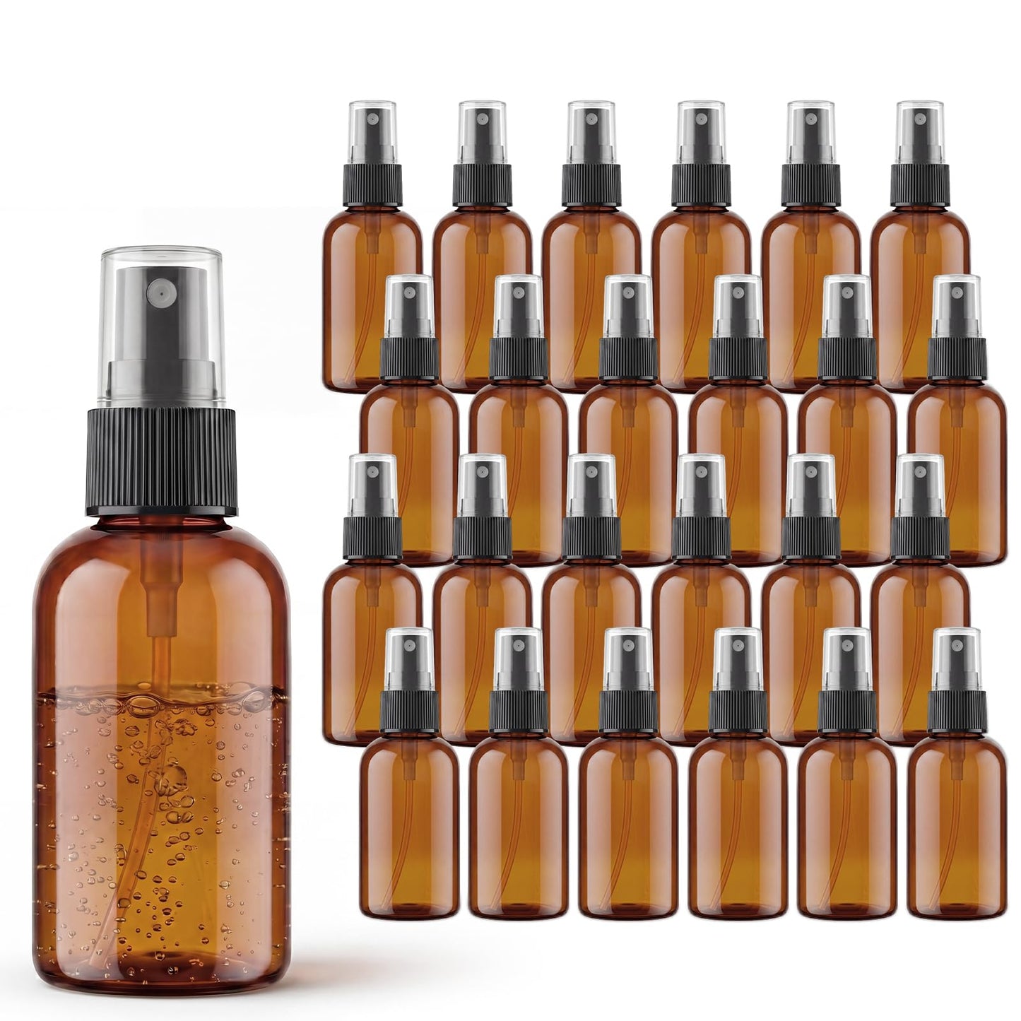 WINTECY 2 oz Amber Small Spray Bottle, Empty Spray Bottles plastic spray bottles Fine Mist Spray for Hair, Travel, Plants, Cleaning Solutions and Skin Care (24)