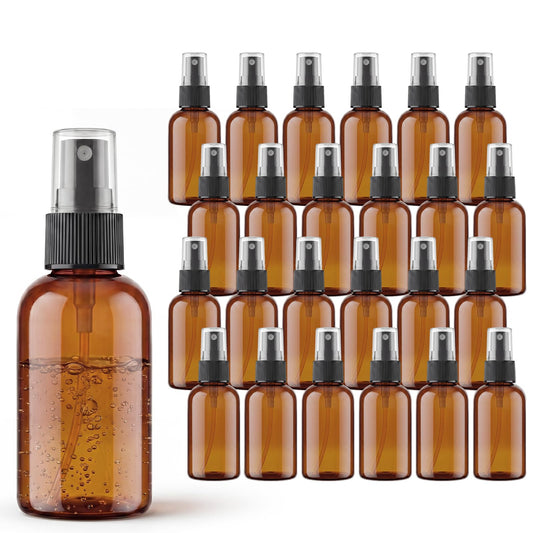 WINTECY 2 oz Amber Small Spray Bottle, Empty Spray Bottles plastic spray bottles Fine Mist Spray for Hair, Travel, Plants, Cleaning Solutions and Skin Care (24)