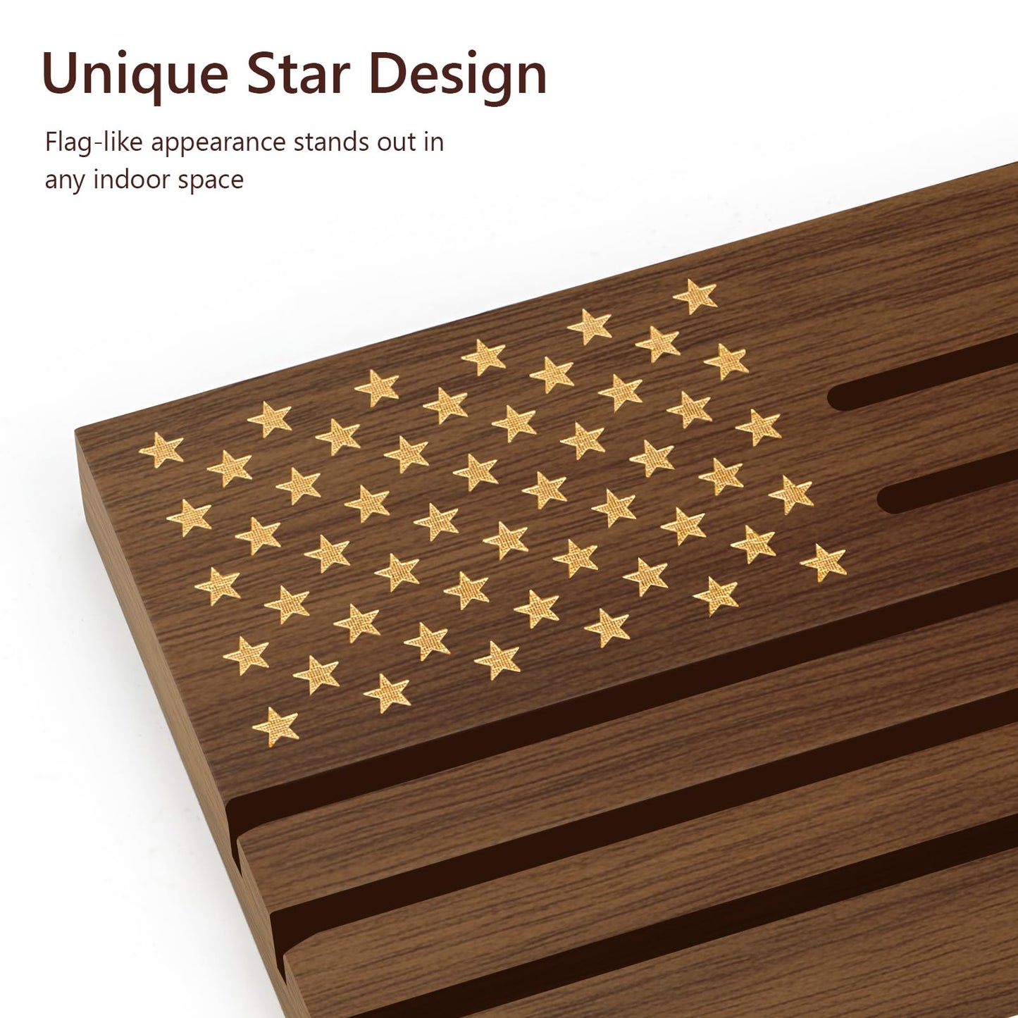 Samplife Challenge Coin Display Walnut , Solid Wood Military Coin Holder Rack for Collectors American Flag Style, Desk or Shelf Display (Natural Walnut, Medium)