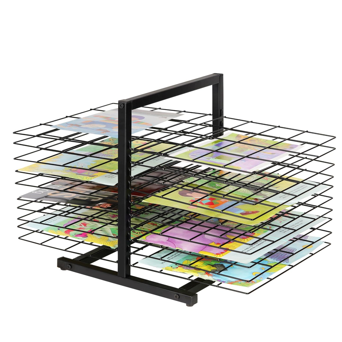 Lzttyee Art Drying Rack for Classroom Paint Drying Rack Art 20 Shelves Metal Desktop Artwork Storage Display for Classroom Painting Crafts (Black, 20 Shelves)