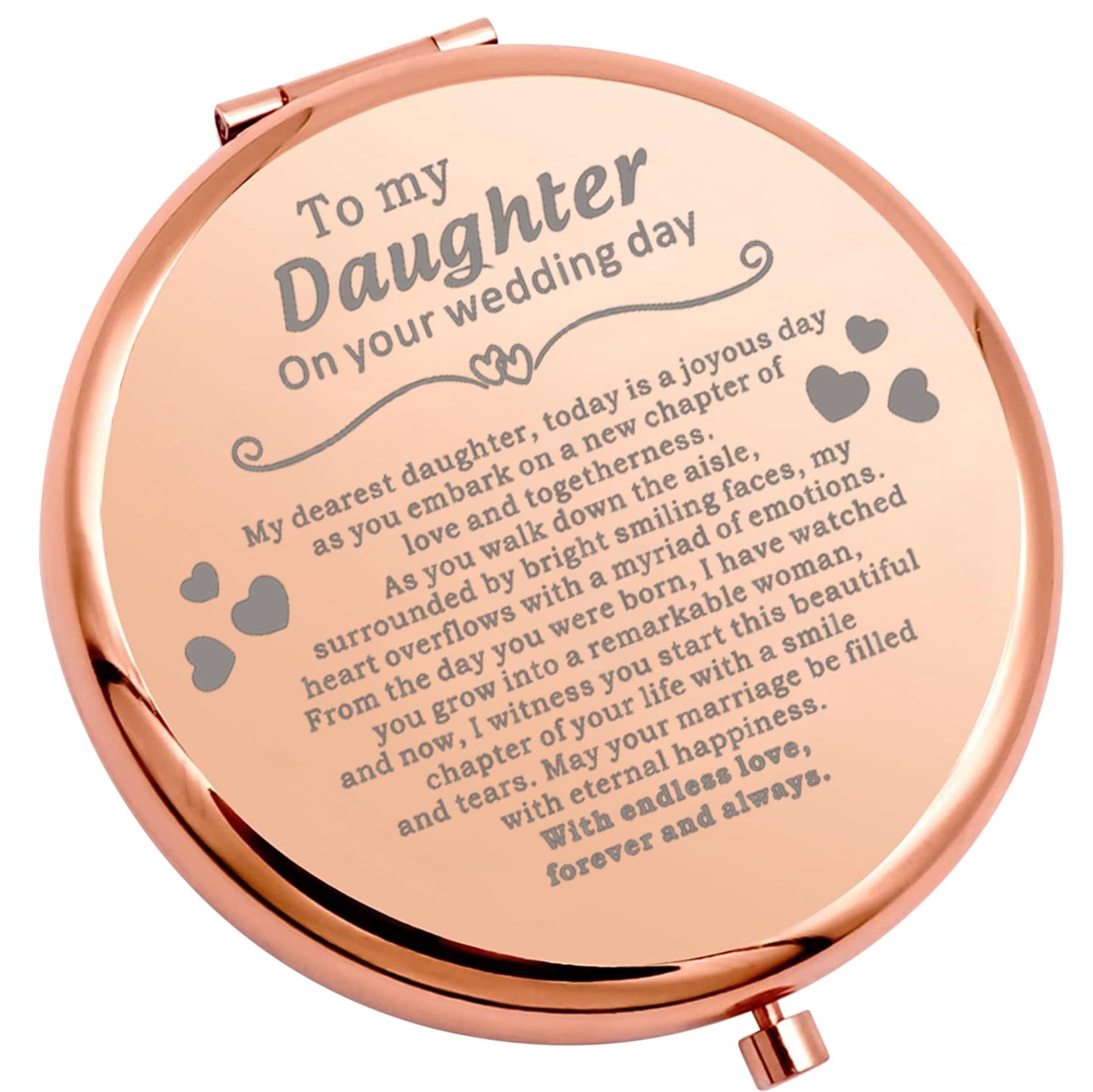 WSNANG Daughter Wedding Gift for Bride from Mom to My Daughter On Your Wedding Day Gift Compact Makeup Mirror Bridal Shower Gift (Dearest Daughter Mirror)
