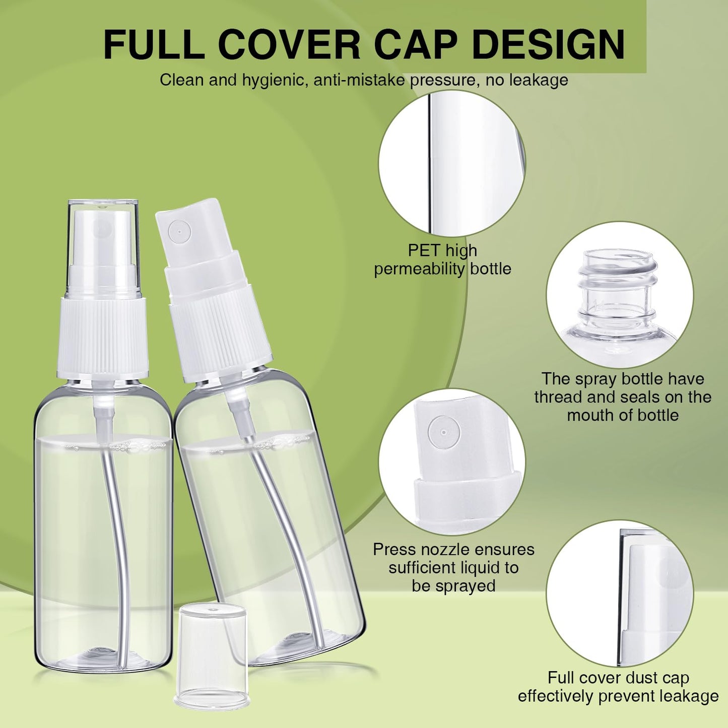 Uiifan 200 Pcs Mini Clear Spray Bottles 1 oz Small Empty Plastic Fine Mist Spray Bottles with Small Funnels for Essential Oils Travel Alcohol Perfumes