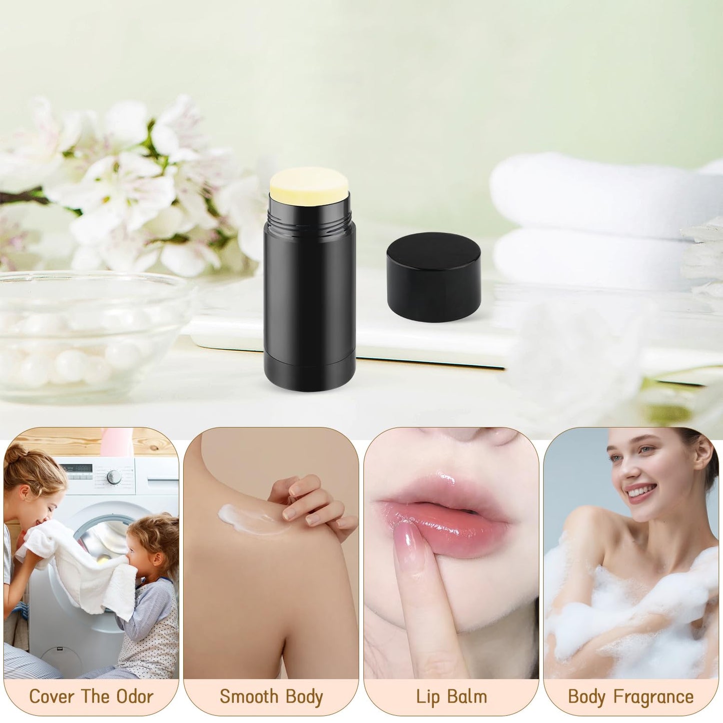 20 Pcs 15g/0.5oz Deodorant Jars Empty Refillable Round Plastic Deodorant Bottles Twist Up Bottom Filling Stick Tubes for Homemade DIY Lotion Bar Chapstick - Black