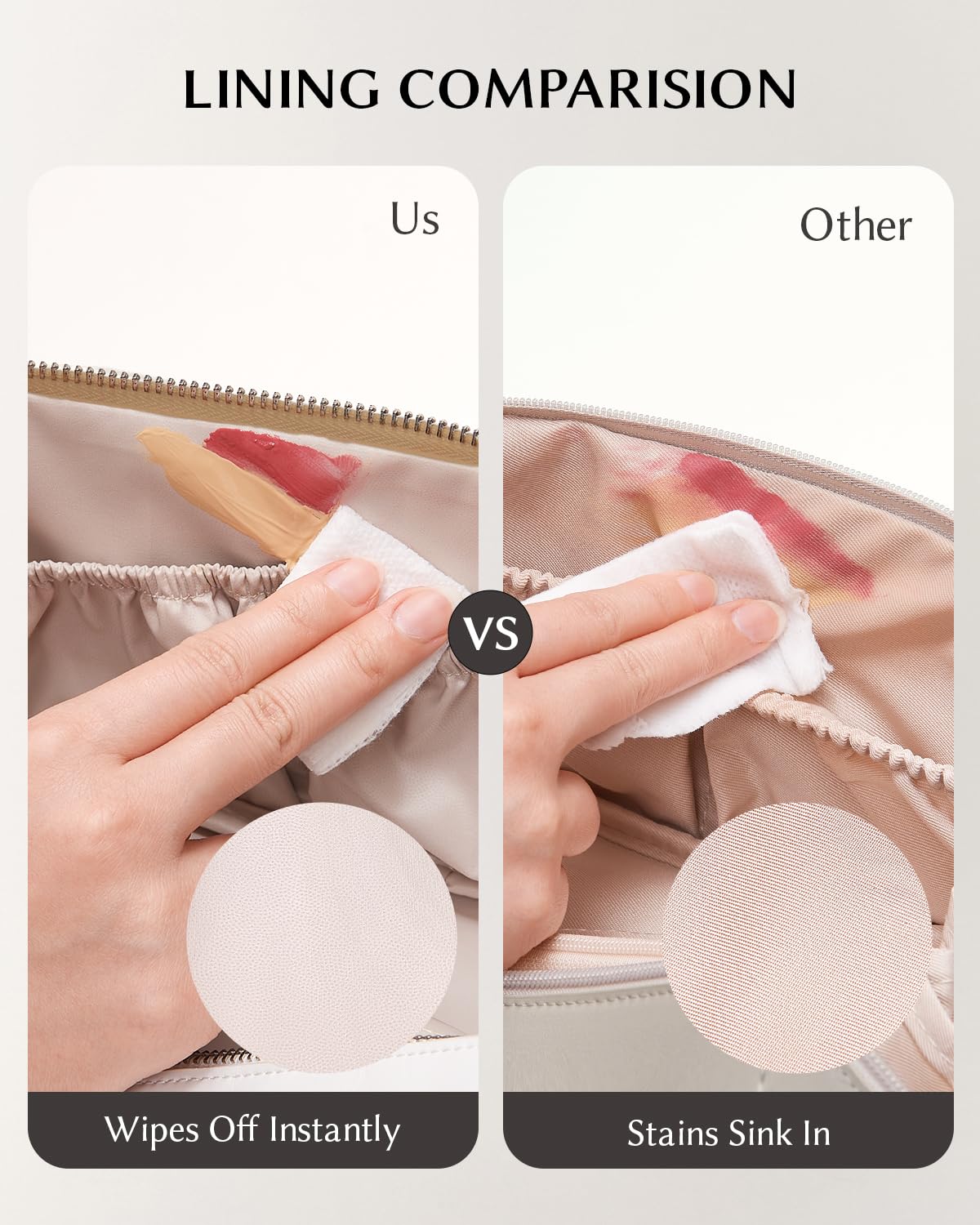 EACHY Travel Makeup Bag, Woven Travel Waterproof Toiletry Bag, Portable 180° Wide-Open Flat Cosmetic Bags for Women, Large Capacity Makeup Pouch with Divider and Handle