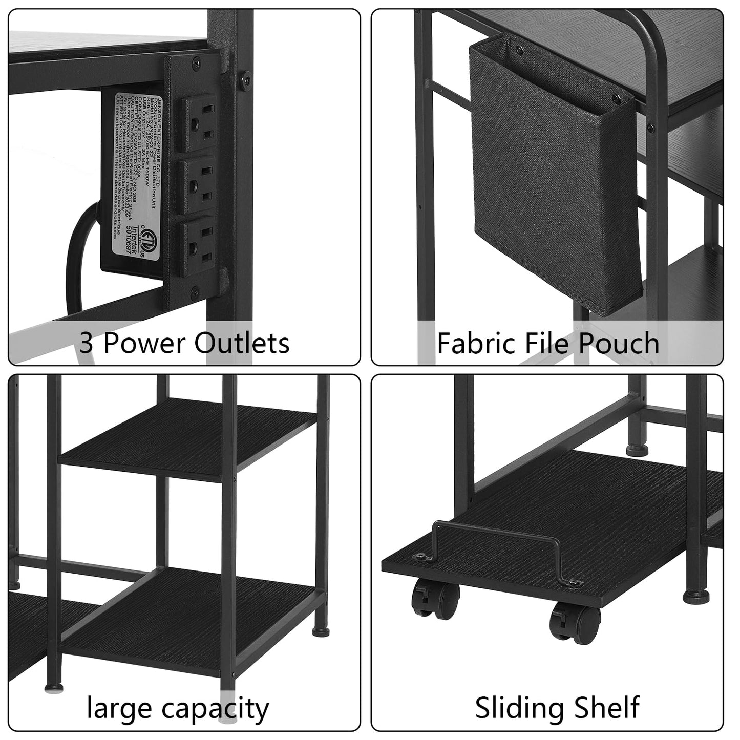 Sedegn Large Printer Stand with 3 AC Outlets for Home Office Devices