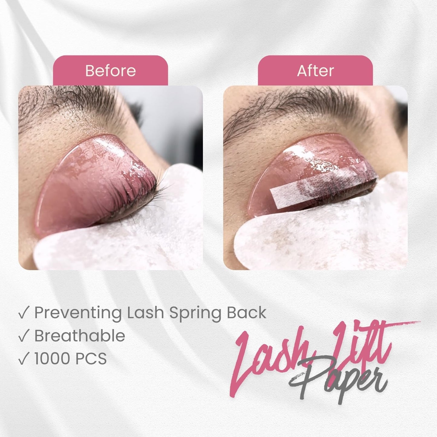 Libeauty Lash Lift Papers Strips 1000PCS - Upgrade for Plasatic Wrap/Lift Ribbon, Easy-to-Use Papers Covers for Perfect Eyelash Perm & Color, Salon & Professional Lash Lift Supplies, Pink, 5mm
