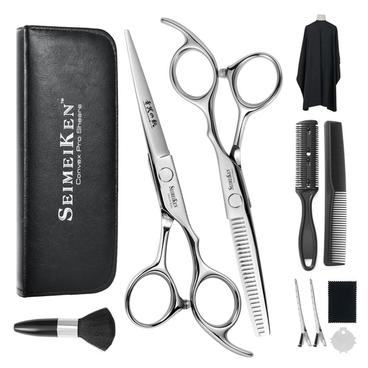 SEIMEIKEN Hair Cutting Scissors Kit – 10PCS Professional Hair Shears Set - 6.0 Inch Haircut Scissors - Hairdressing Shears Thinning Scissors for Salon & Home Use