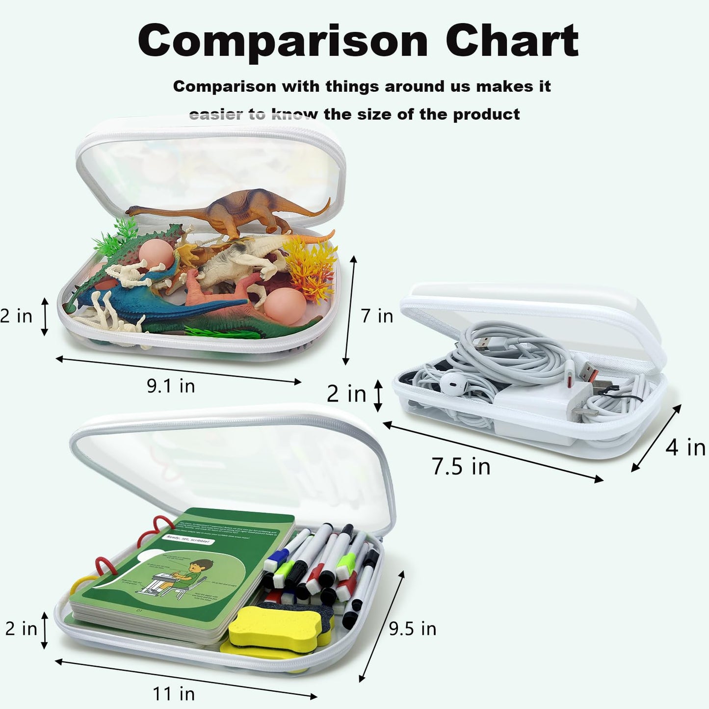 Clear Hard Shell Zipper Case,3PCS Transparent Clear Zipper Pouches,Hard Side Plastic Case Set,Portable Travel Storage Organizer Bins