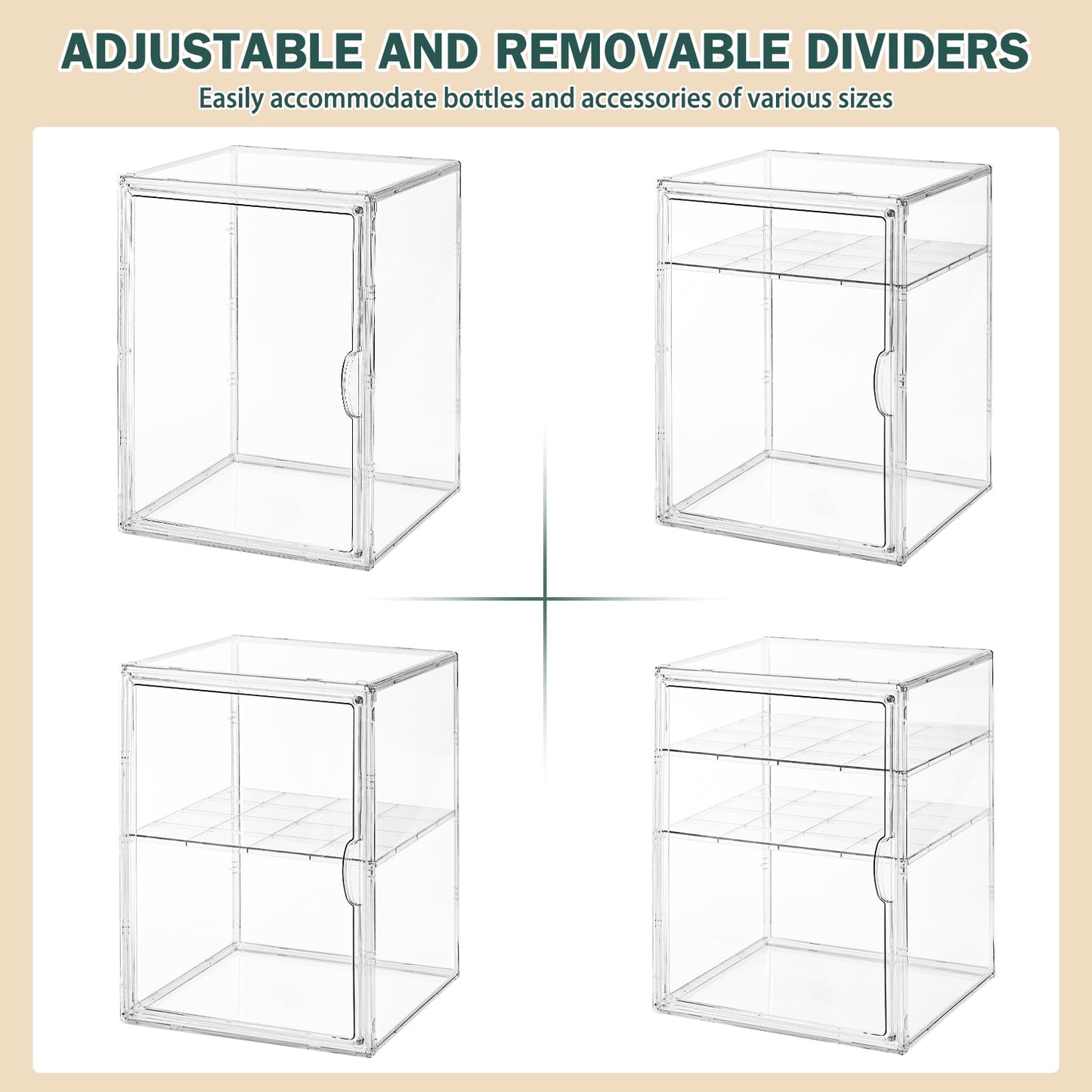 Baby Bottle Organizer, 3 Tiers Acrylic Bottle Storage Organizer Container, Clear Plastic Bottle Station Organizer with 2 Adjustable Dividers for Kitchen Countertop, Bathroom, Cabinet, Vanity