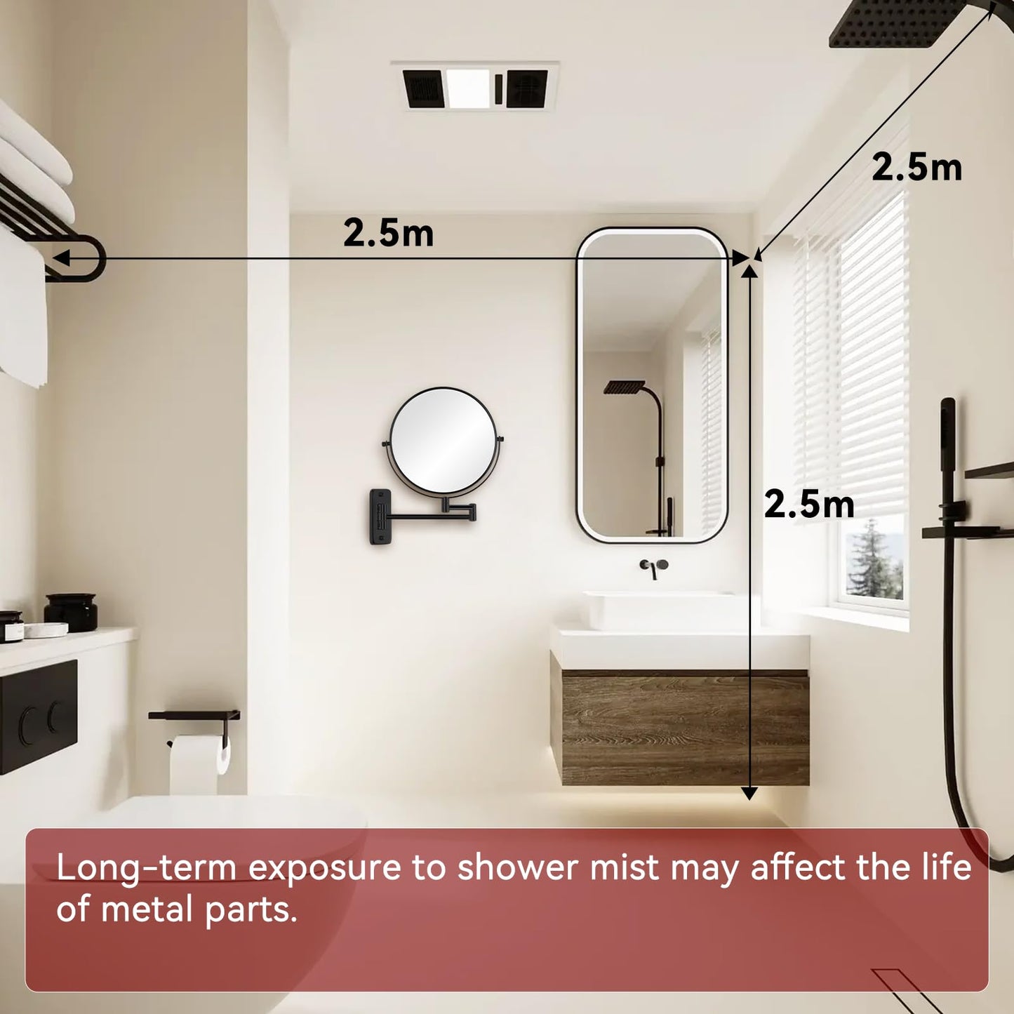 Hahoray Wall Mounted Magnifying Makeup Mirror, 8 Inch 1X/20X Bathroom Shaving Mirror with Extendable Arm, 360° Swivel Double Sided Wall Mount Mirror for Makeup, Shaving and Grooming, Black