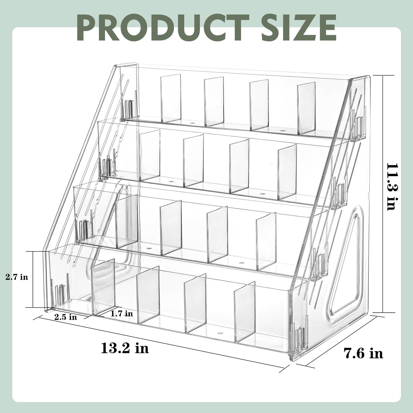GYSLEOT 4 Tier Acrylic Sticker Display Stand with 20 Divided Pockets, Clear Bookmark Holder Organizer for Vendors, Craft Fairs, Retail Stores, Trade Shows & Desktop Display