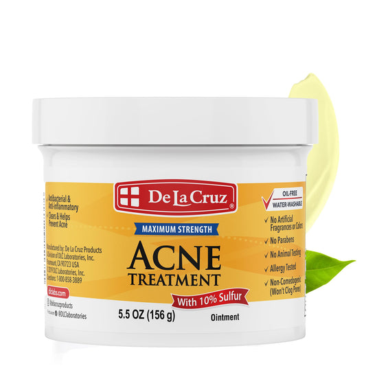 De La Cruz Sulfur Ointment - Cystic Acne Treatment for Face and Body - Daily 10 Min Spot Treatment Mask - Safe and Effective Game Changing Hormonal Acne Treatment that Clears Up Pimples 5.5 OZ.