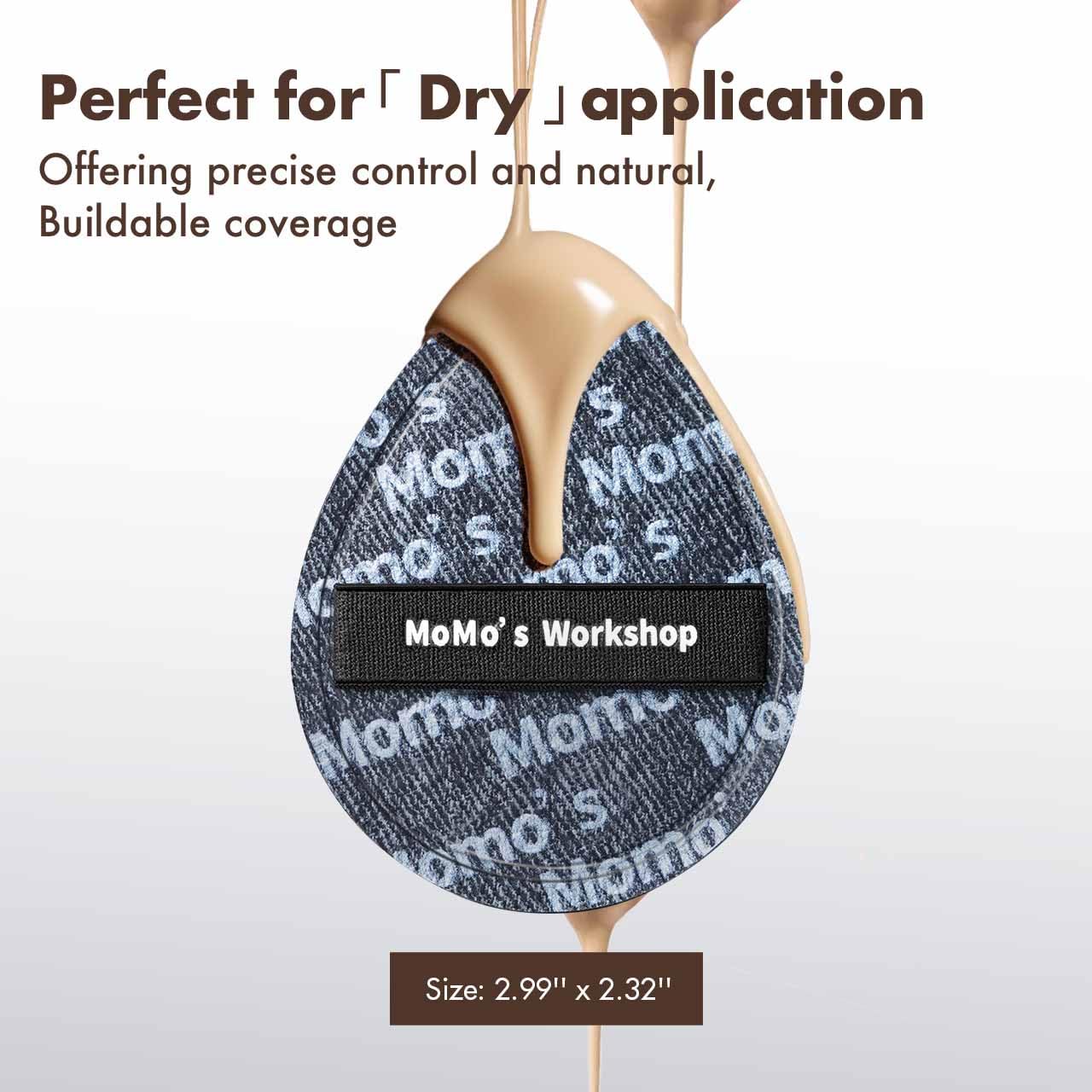 Momo's Workshop Black Denim Makeup Sponges,Blender Sponges for Foundation & Concealer, Non-Absorbent Rubycell, Large Beauty Sponge,Makeup on Details Targeted, Travel Friendly & Reusable,2pcs