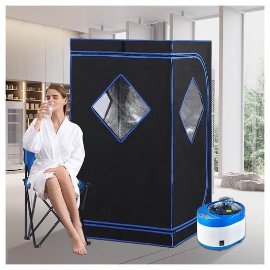 ZONEMEL Full Size Portable Steam Sauna Kit, Personal Full Body Home Spa for Detox, Relaxation, 4 Liters 1500 Watt Steamer, Remote Control, Timer, Foldable Chair (L31.5 x W31.5 x H55.1, 3 Windows)