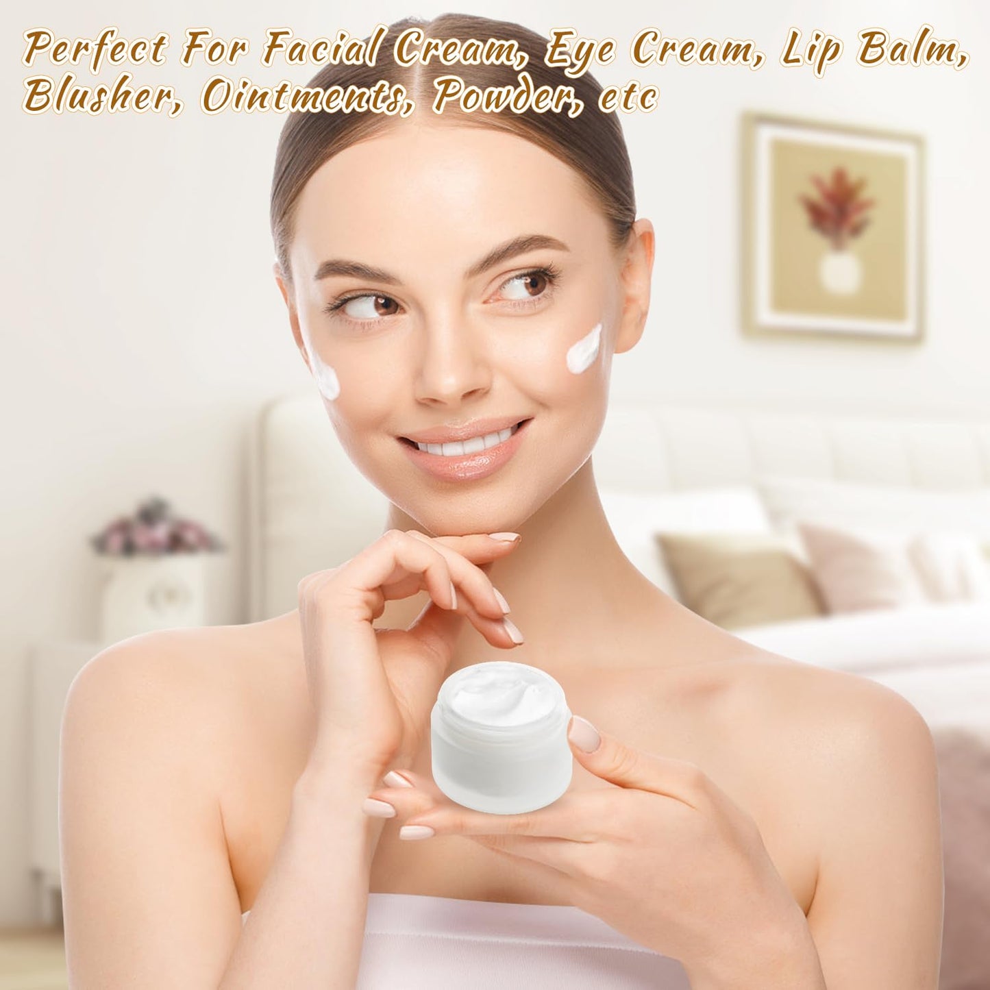 12 Pcs 60g/2oz Glass Cosmetic Jars Refillable Cream Bottle Containers Empty Sample Vials Jar with Rose Gold Lid for Eye Cream Lotion Ointments Lip Balm Scrub - Frosted