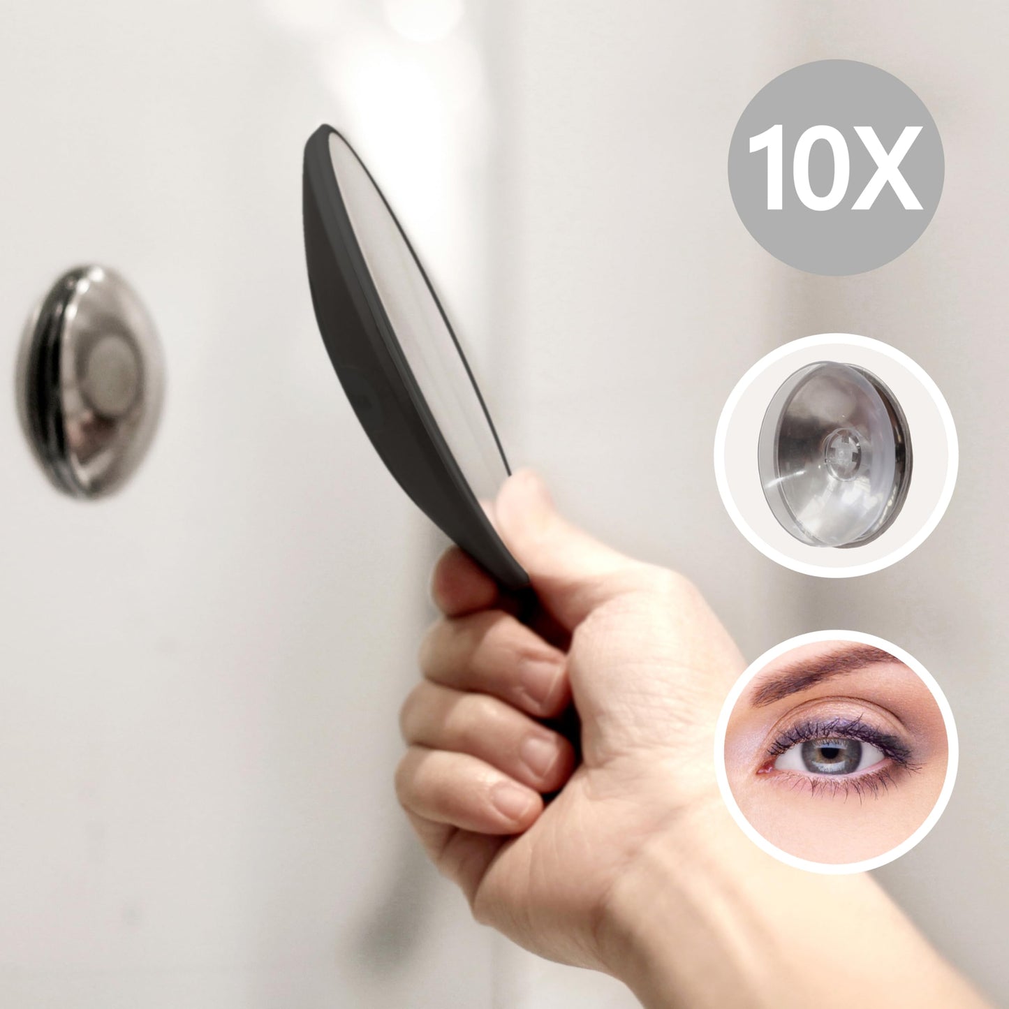 bosign Cosmetic Mirror 10 x Magnification with Magnetic Extension Bar, Black