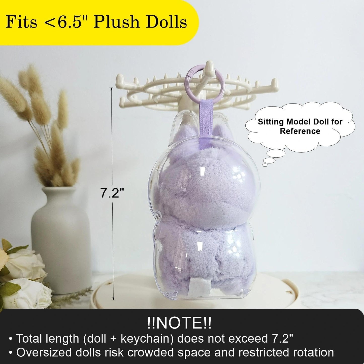 Rotating Clear Display Case for 5.9-6.7 Plush Dolls, Collectible Toy, Action Figures, Transparent Dust-Proof Protective Storage Box with Cover, Stackable, Green