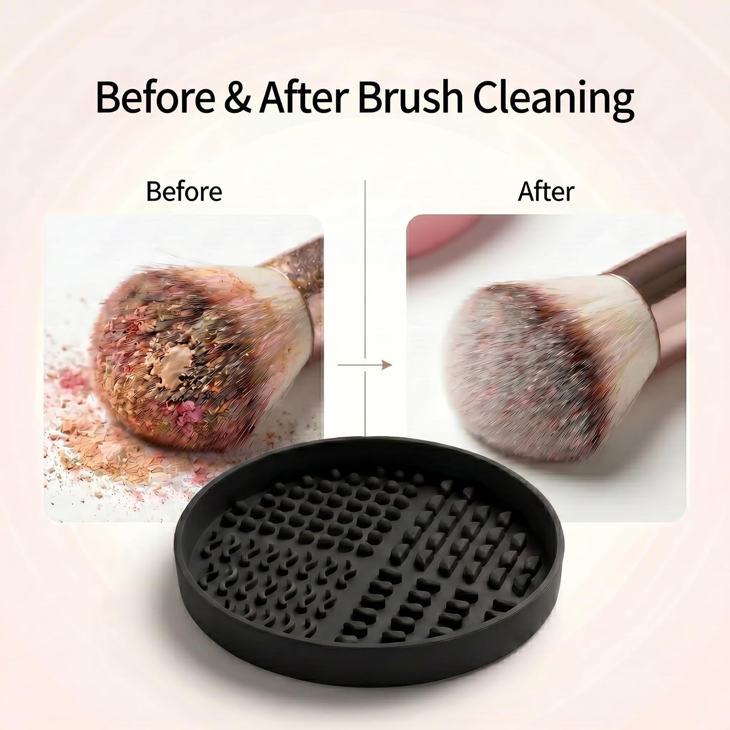 Large Makeup Brush Cleaner Bowl 4.7 Inch with Multi Texture Cleaning Zones for Cosmetic Brushes and Beauty Sponges, Black
