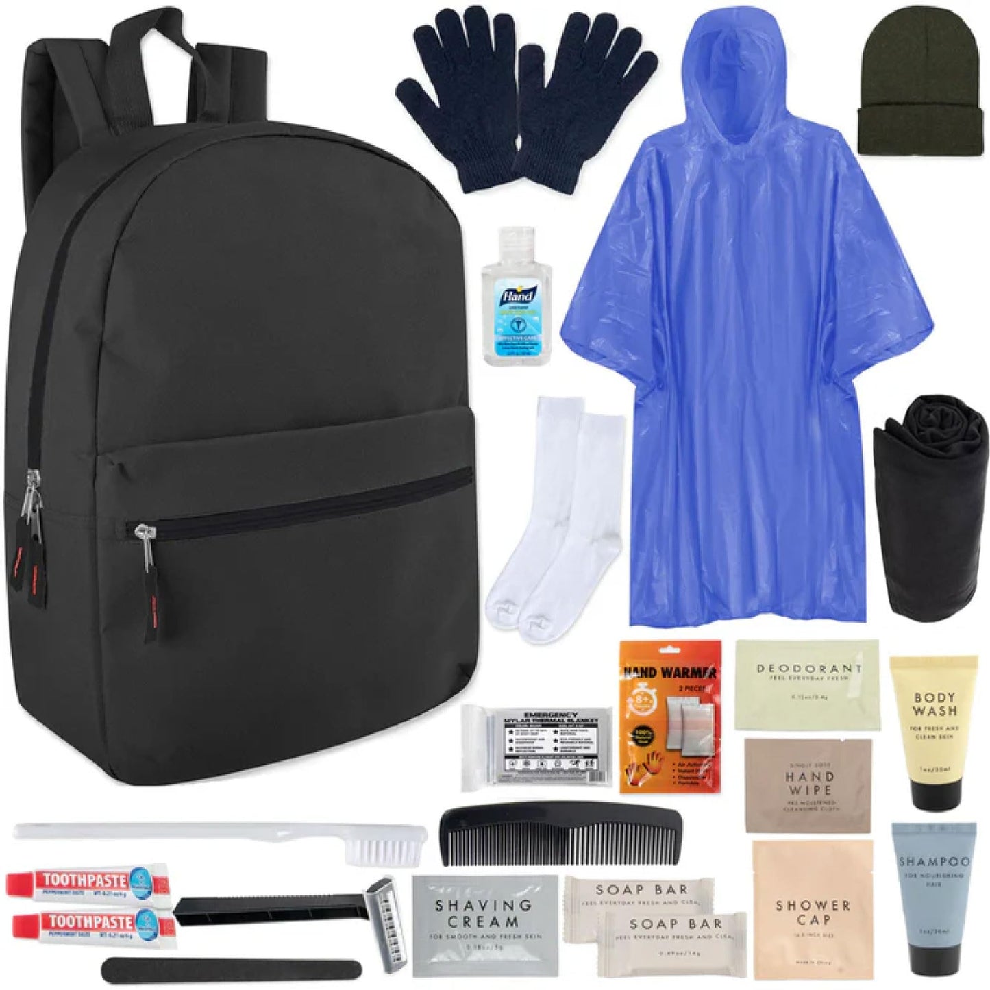 Individually Wrapped Personal Travel Hygiene Kits for Homeless, 24 Piece Set Backpack Camping Hygiene Kit Essentials