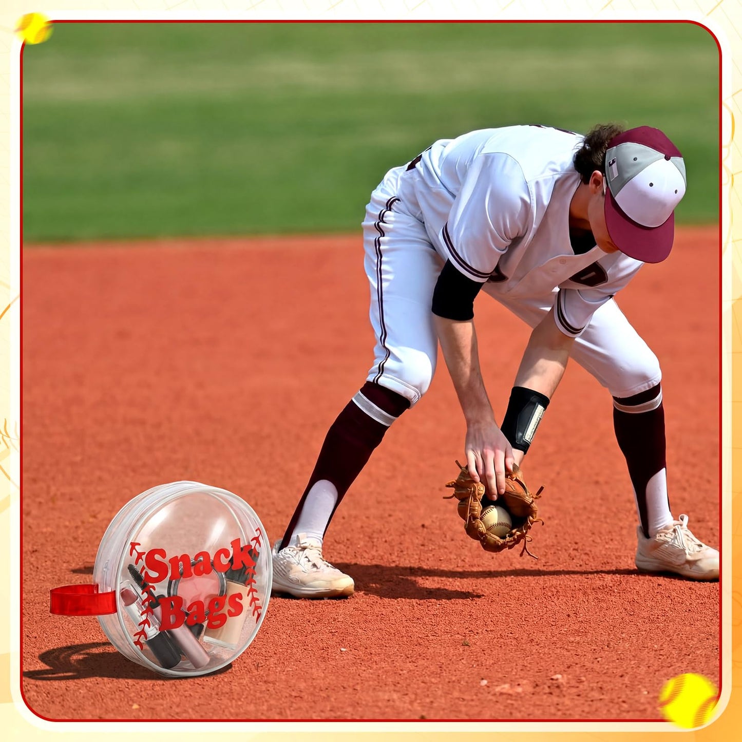 Reginary 12 Pcs Baseball Snack Bags for Team Gifts Baseball Goodie Treat Candy Bags Pouch Clear PVC Waterproof with Zipper Party Favors for Team Christmas Birthday Gifts Sport Supplies