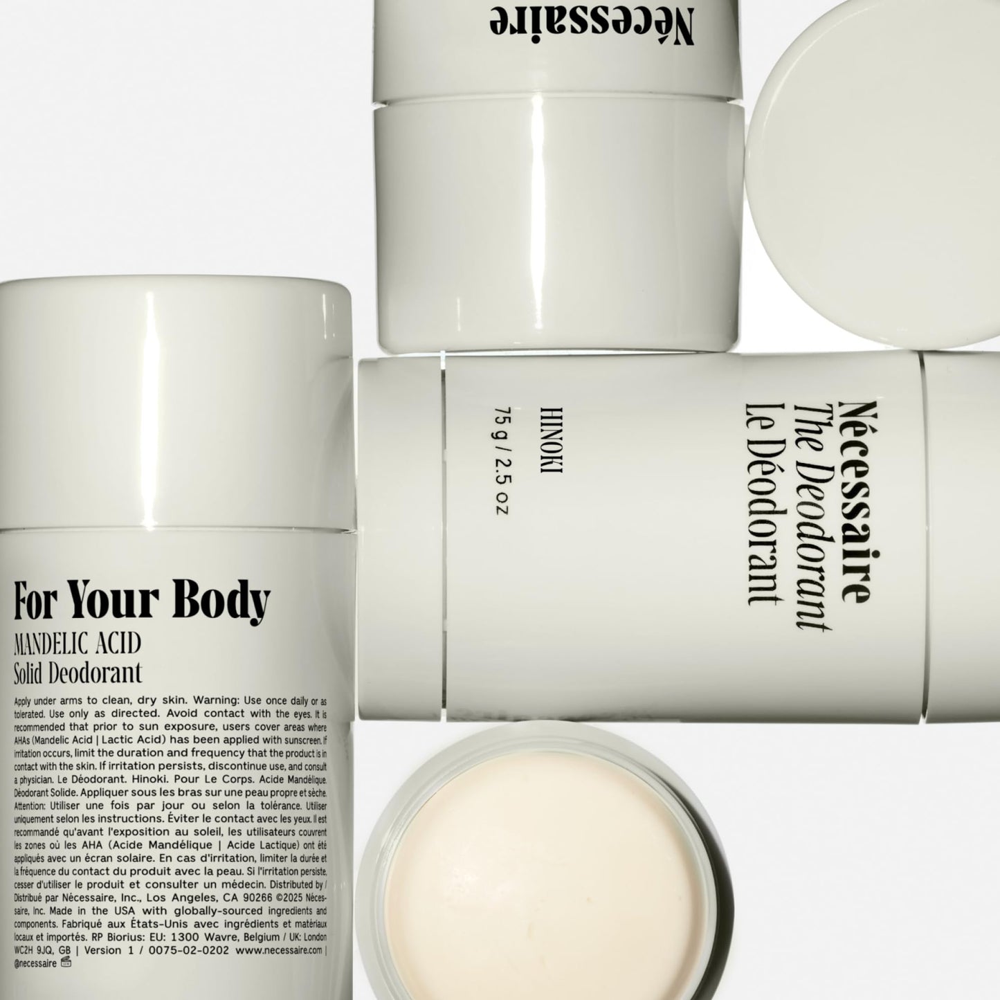 Nécessaire The Deodorant Hinoki | Natural Aluminum Free Deodorant For Women & Men. Extra Strength Treatment with Mandelic Acid. Free of Baking Soda, Ozokerite & Parabens (75 g/2.5 oz)