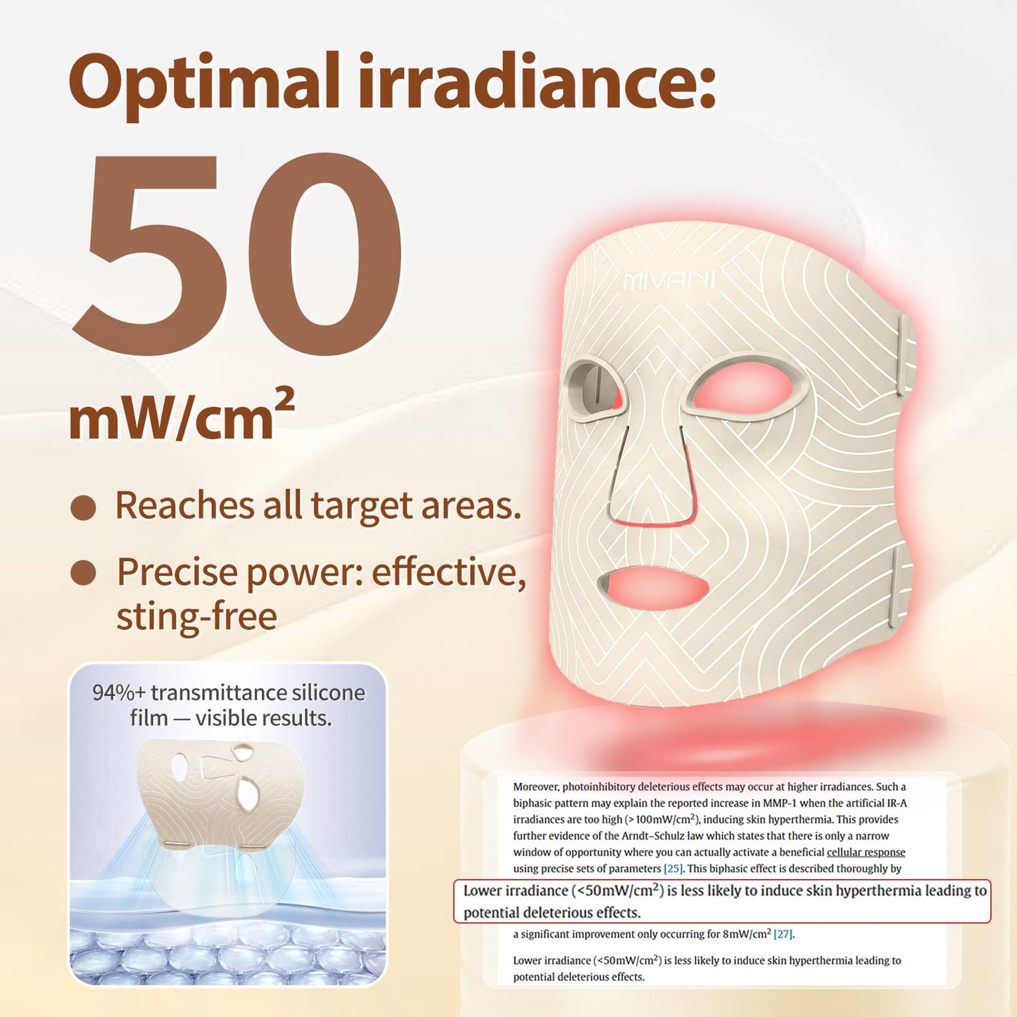 Red Light Therapy Mask for Face, 8 Modes Red Light Mask with 850nm NIR
