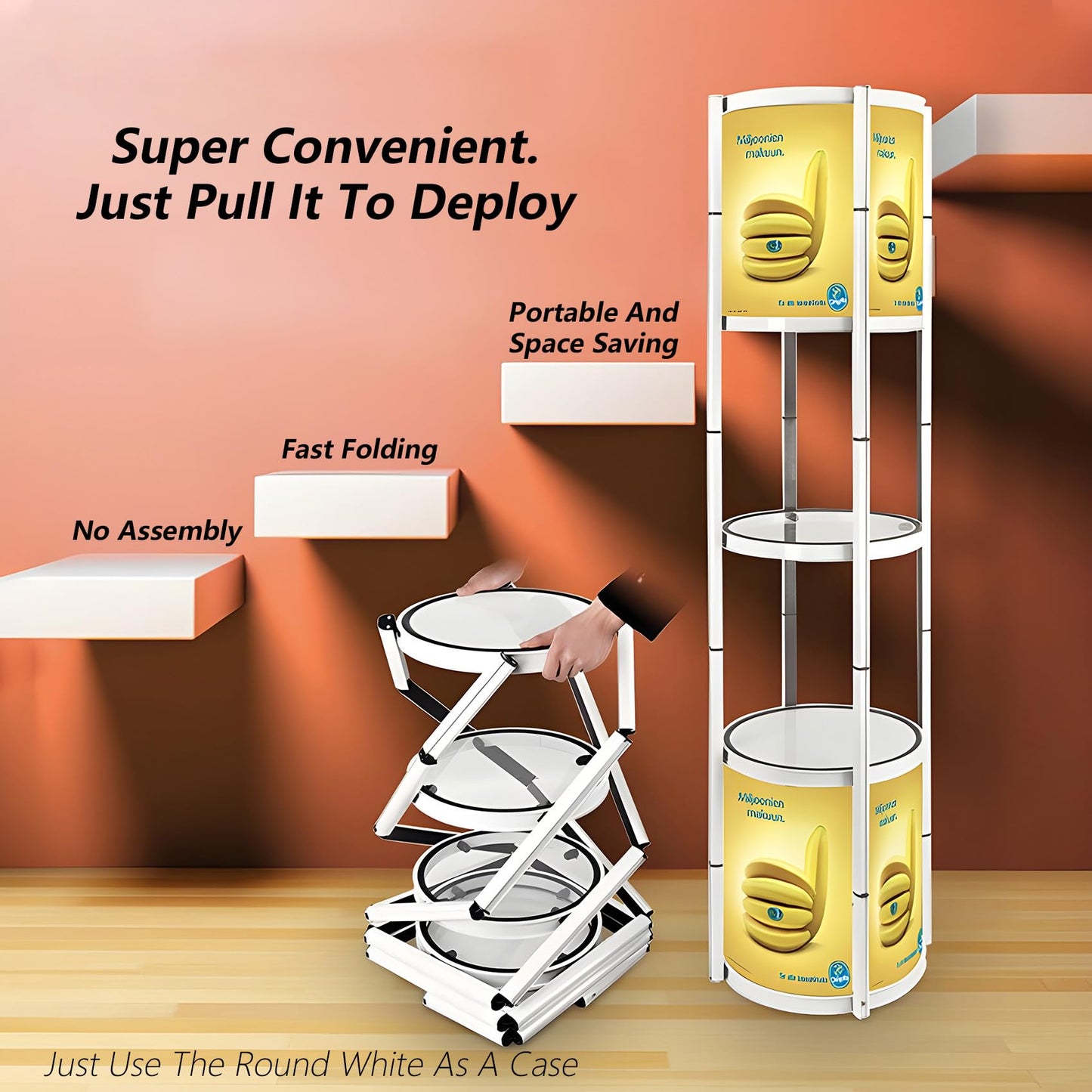 NEWSANDOR Foldable Display Case,Spiral Twist Tower Display Case Spiral