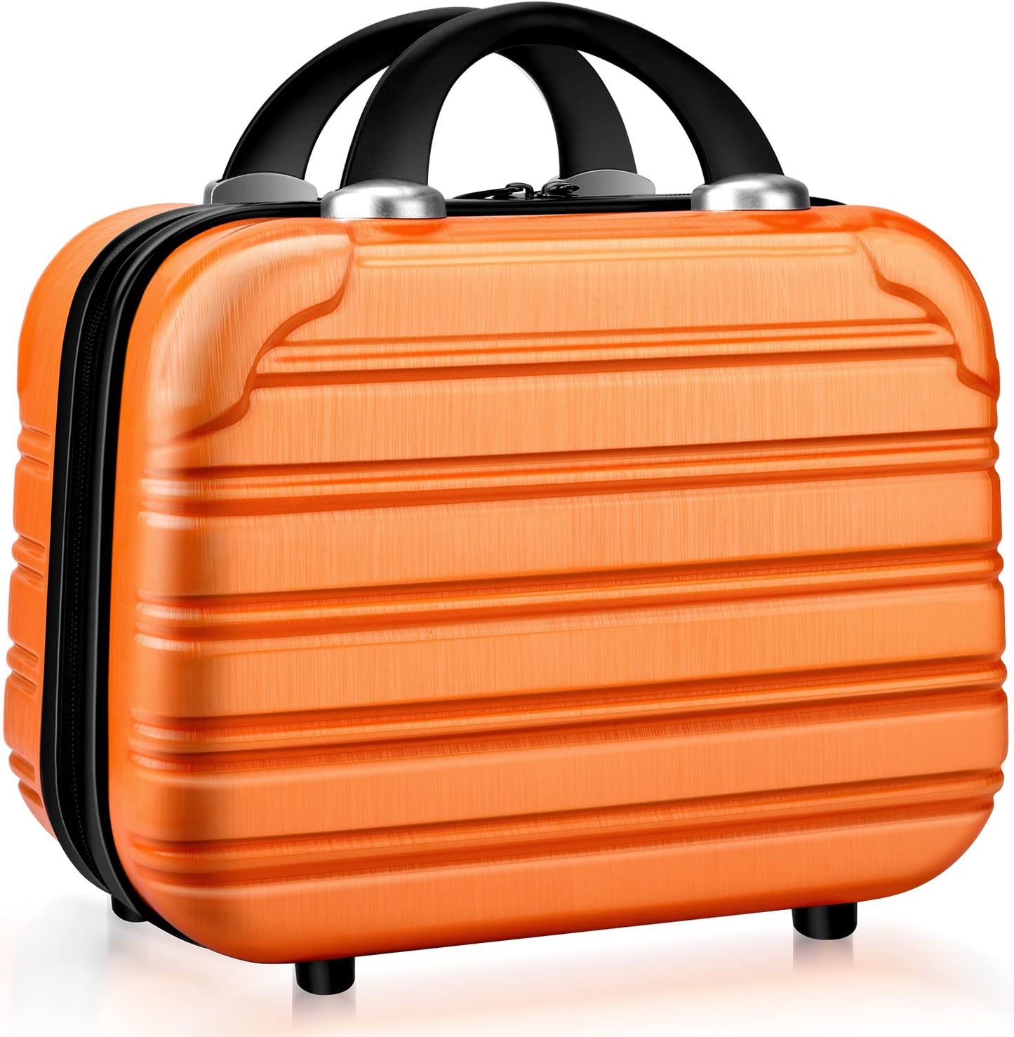 14 Inch Makeup Train Case PC ABS Hard Shell Cosmetic Organizer Portable Toiletry Bag Travel Vanity Case Small Suitcase Makeup Box for Women Outside Activity With Back Strap