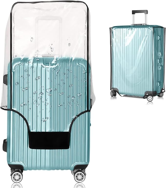 Suitcase Covers for Luggage – TSA Approved Clear PVC Luggage Protector Cover, Thick Transparent Waterproof Sleeve with Large Hook and Loop Closure, Fits 20" Wheeled Suitcases
