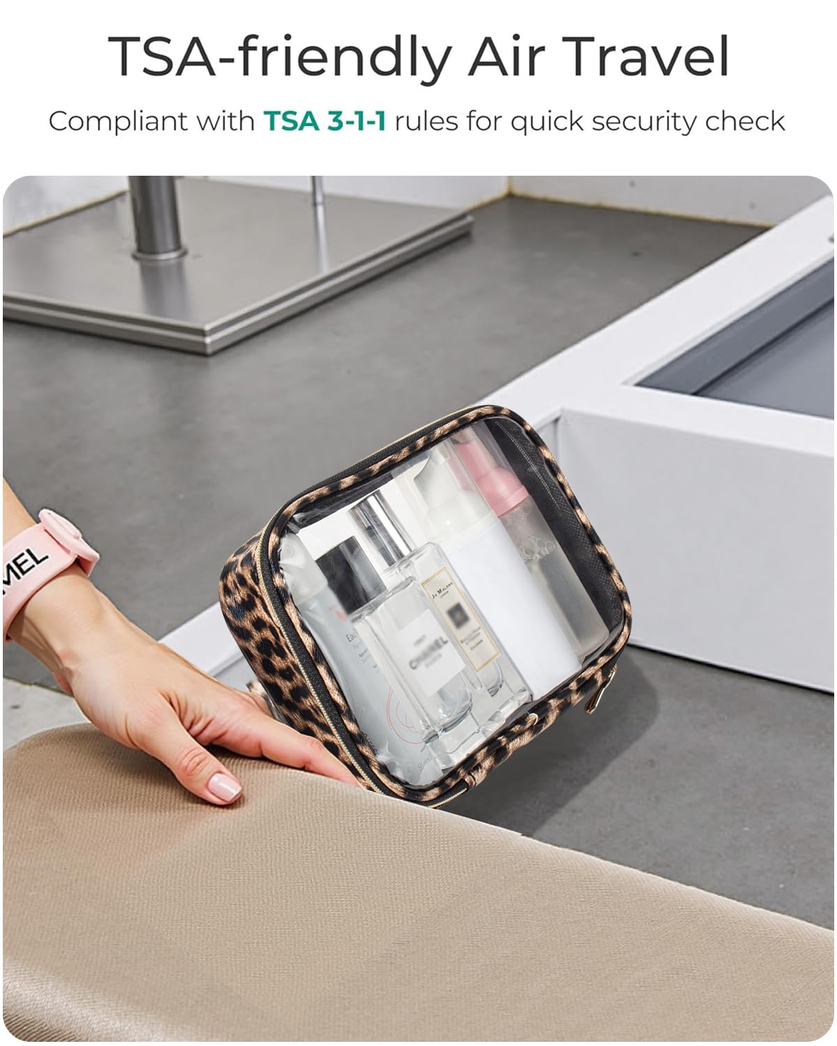 FFpaw TSA Approved 5 Piece Diaper Bag Organizer Pouch Set, Waterproof Clear Toiletry Bag Travel Packing Organizer Bags Clear Makeup Pouch Cosmetic Case with Zipper Car Essentials Bag