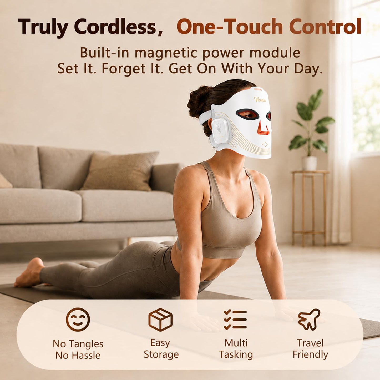 Red Light Therapy for Face,4 Modes LED Face Mask Light Therapy Wireless with 850NM Infrared,336 LED Chipset,Rechargeable Red Light Mask at Home(White)